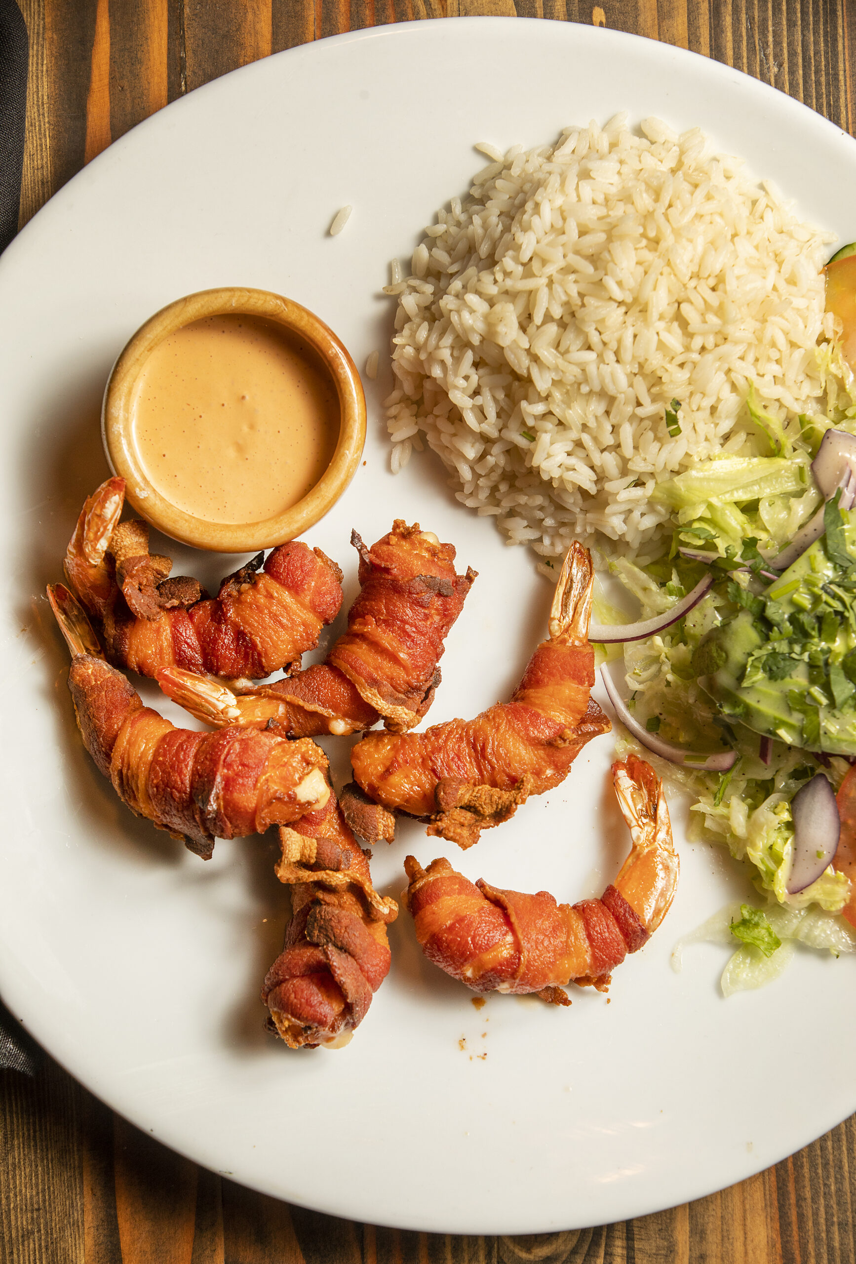Camarones a la Momia are shrimp wrapped like a mummy in bacon from Pezcow in Windsor on Friday, April 1, 2022. (John Burgess/The Press Democrat)