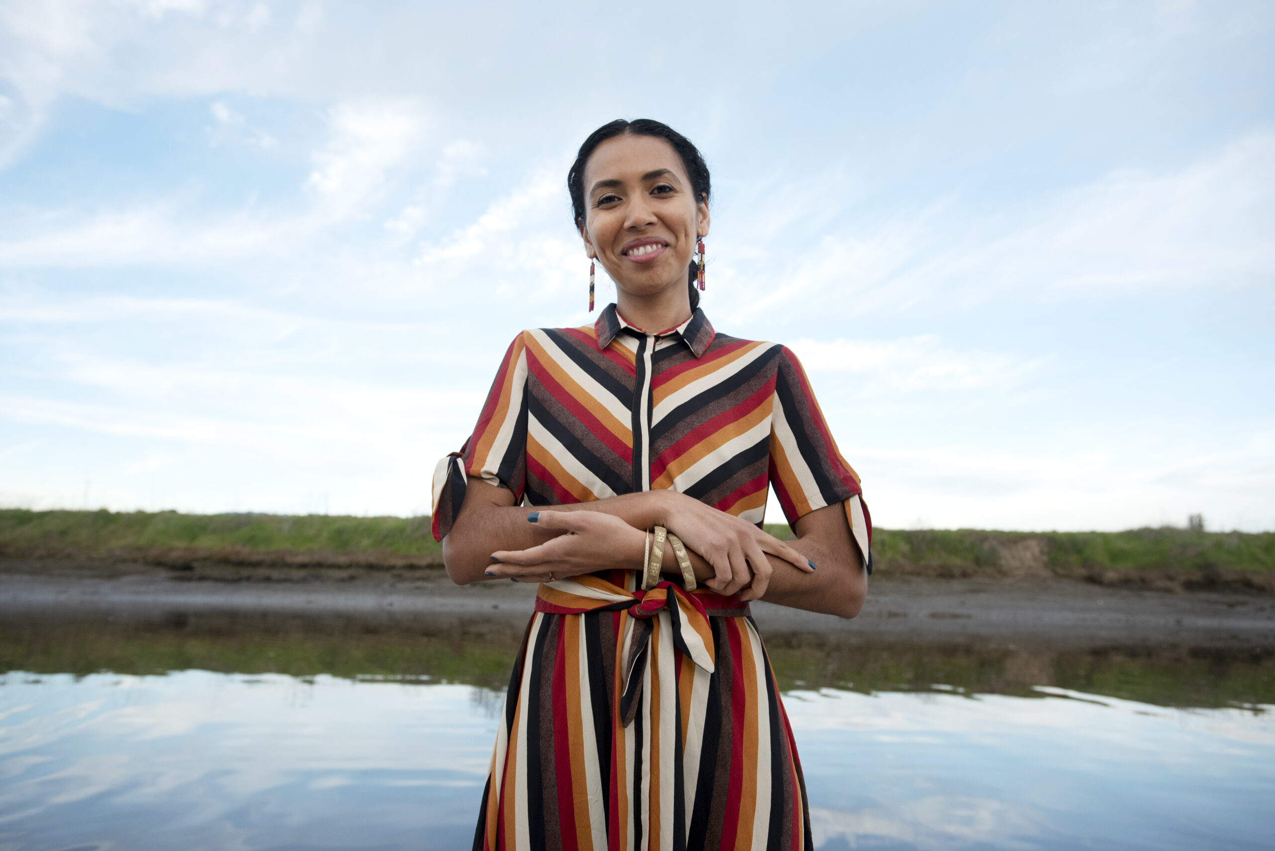 Kailea Frederick, 30, Vice-Chair of the Petaluma Climate Commission at the Foundry Wharf in Petaluma, California. January 11, 2022. (Photo: Erik Castro/for Sonoma Magazine)