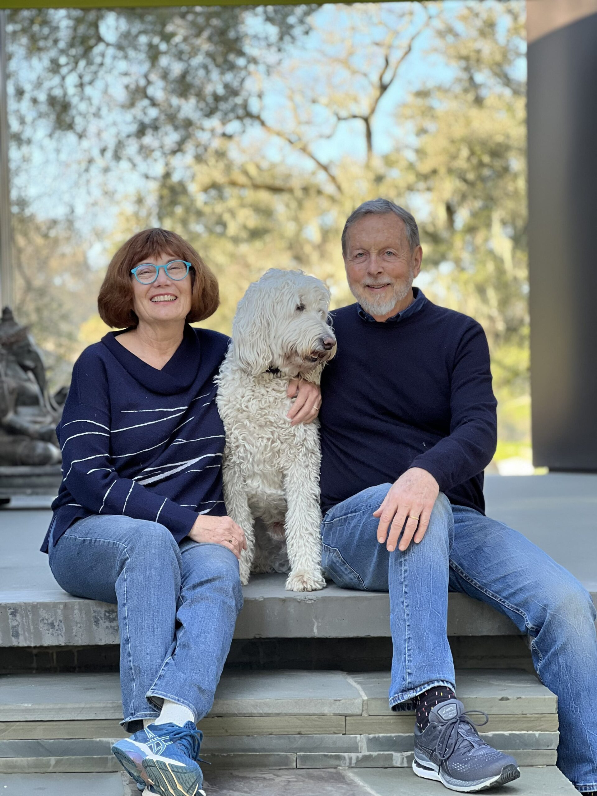 Architects Jan O’Brien and Craig Hartman with their dog Gryffin. (Kim Brown Photography)