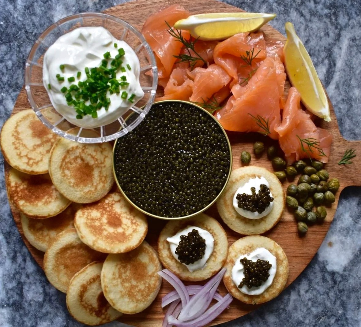 A platter with lox and caviar at Anna's Seafood in Petaluma. (Anna's Seafood)