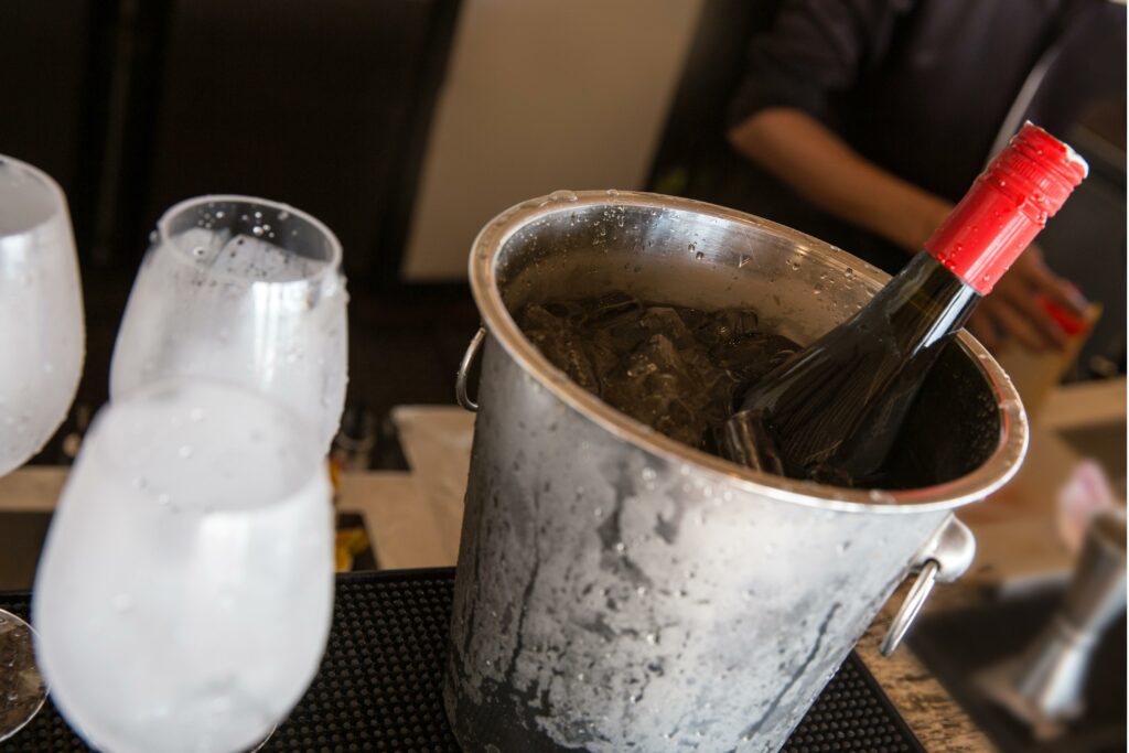 Red wine in ice bucket