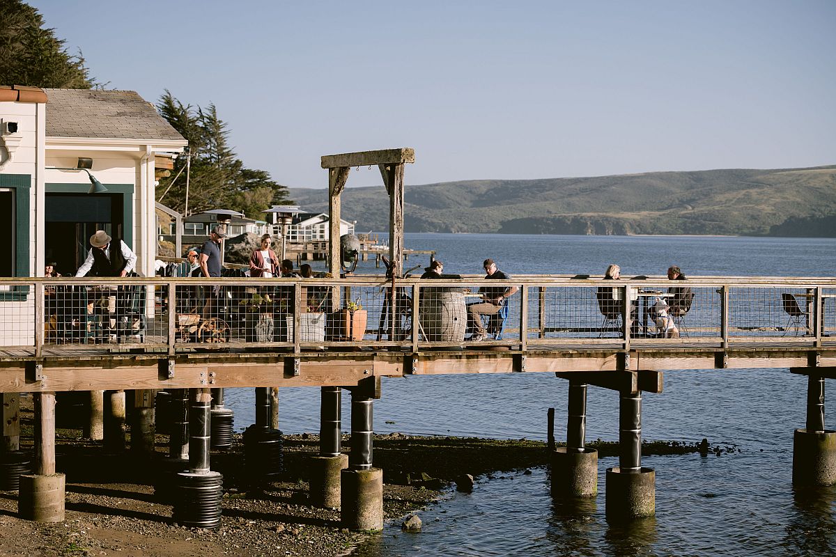 Dining on the pier at Nick’s Cove in Marshall. (Kristen Loken)