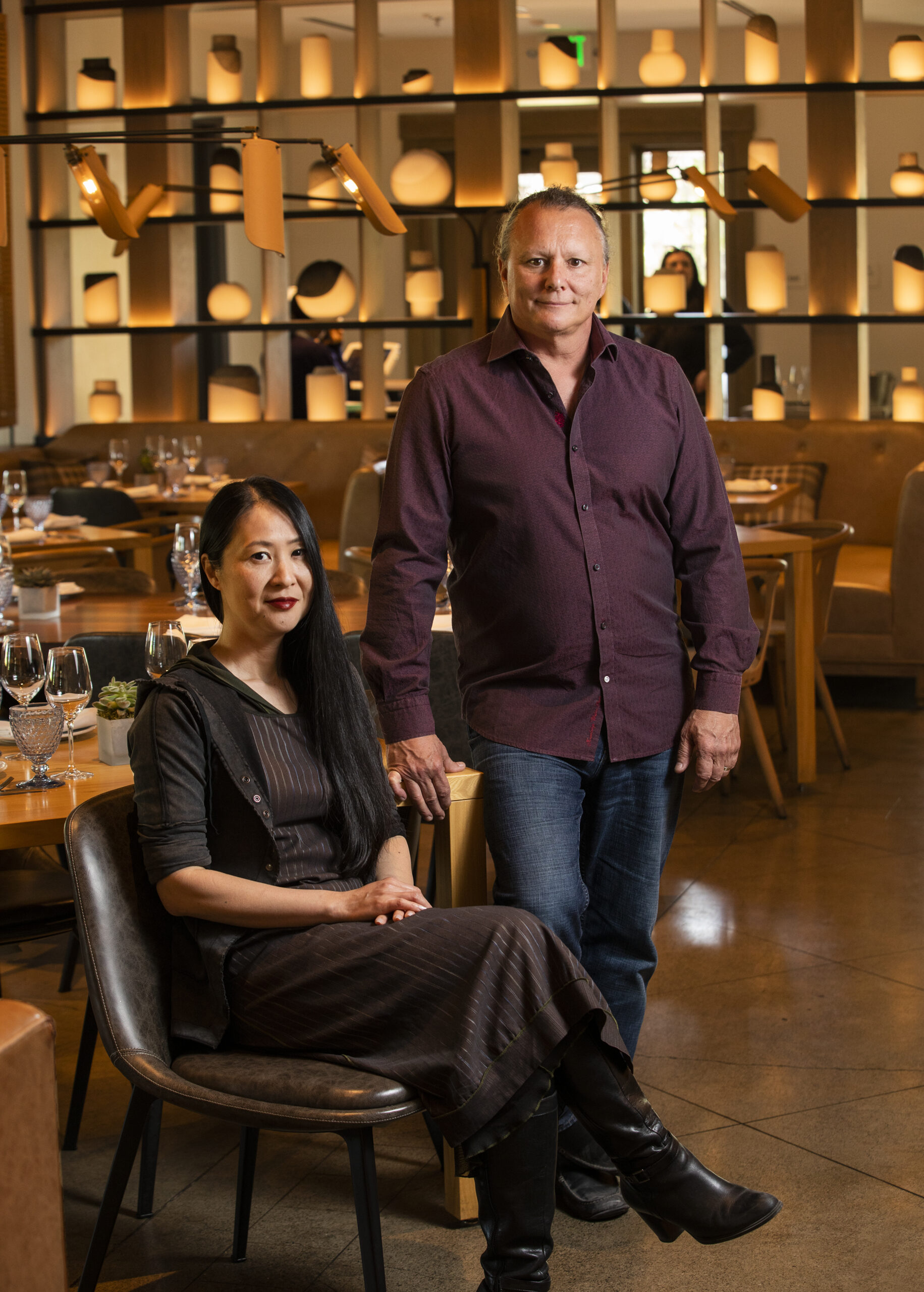 Interior designers Mark Wilson and Yoko Ishihara specialize in restaurants like Wit & Wisdom in Sonoma on Thursday, March 24 2022. (John Burgess/Sonoma Magazine)