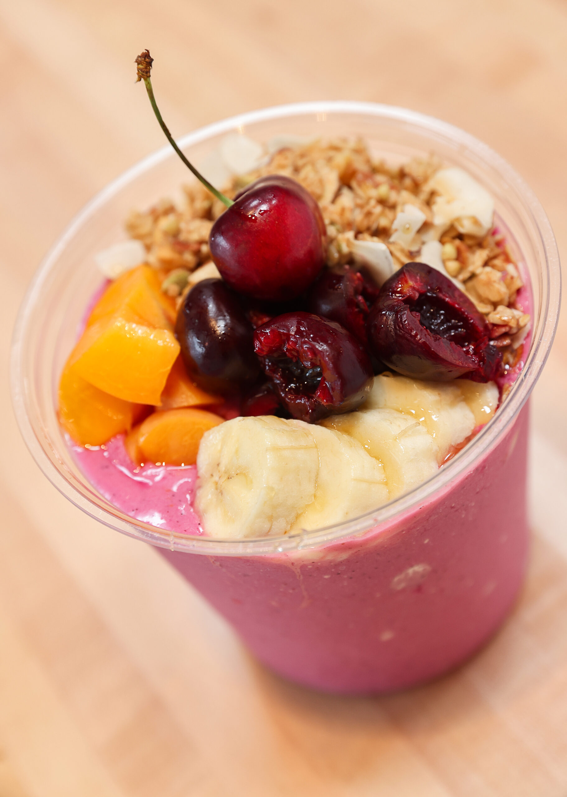 Pretty in Pink Pitaya smoothie at CRISP Kitchen & Juicein St. Helena on Friday, May 27, 2022. (Christopher Chung/The Press Democrat)