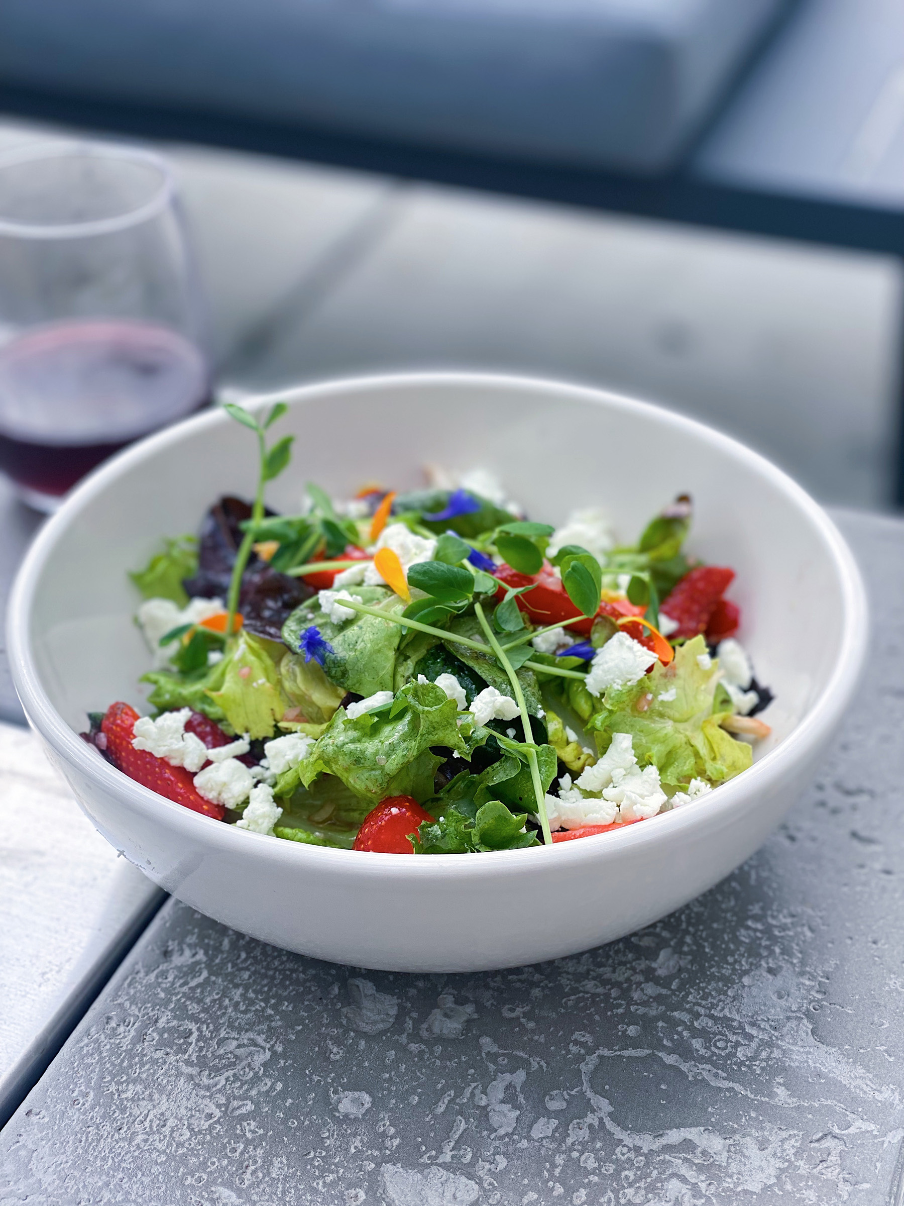 Chef Jennifer McMurray's goat cheese and strawberry salad at Kivelstadt Cellars & Winegarten in Sonoma. (Courtesy os Kivelstadt Cellars & Winegarten)