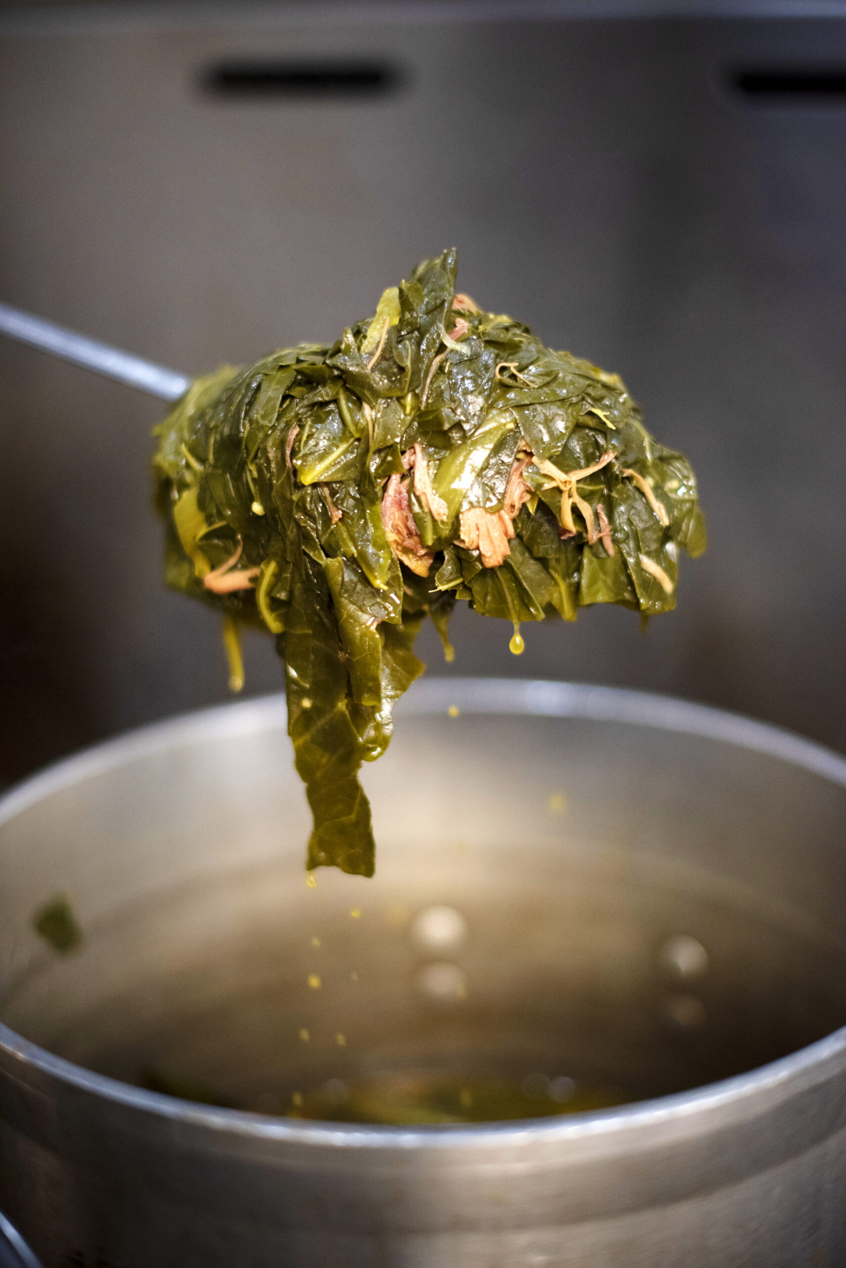 Collard greens by Kris Austin of Austin's Southern Smoke BBQ which he served at Old Possum Brewing Co. in Santa Rosa, California on May 6, 2022. (Photo: Erik Castro/for Sonoma Magazine)