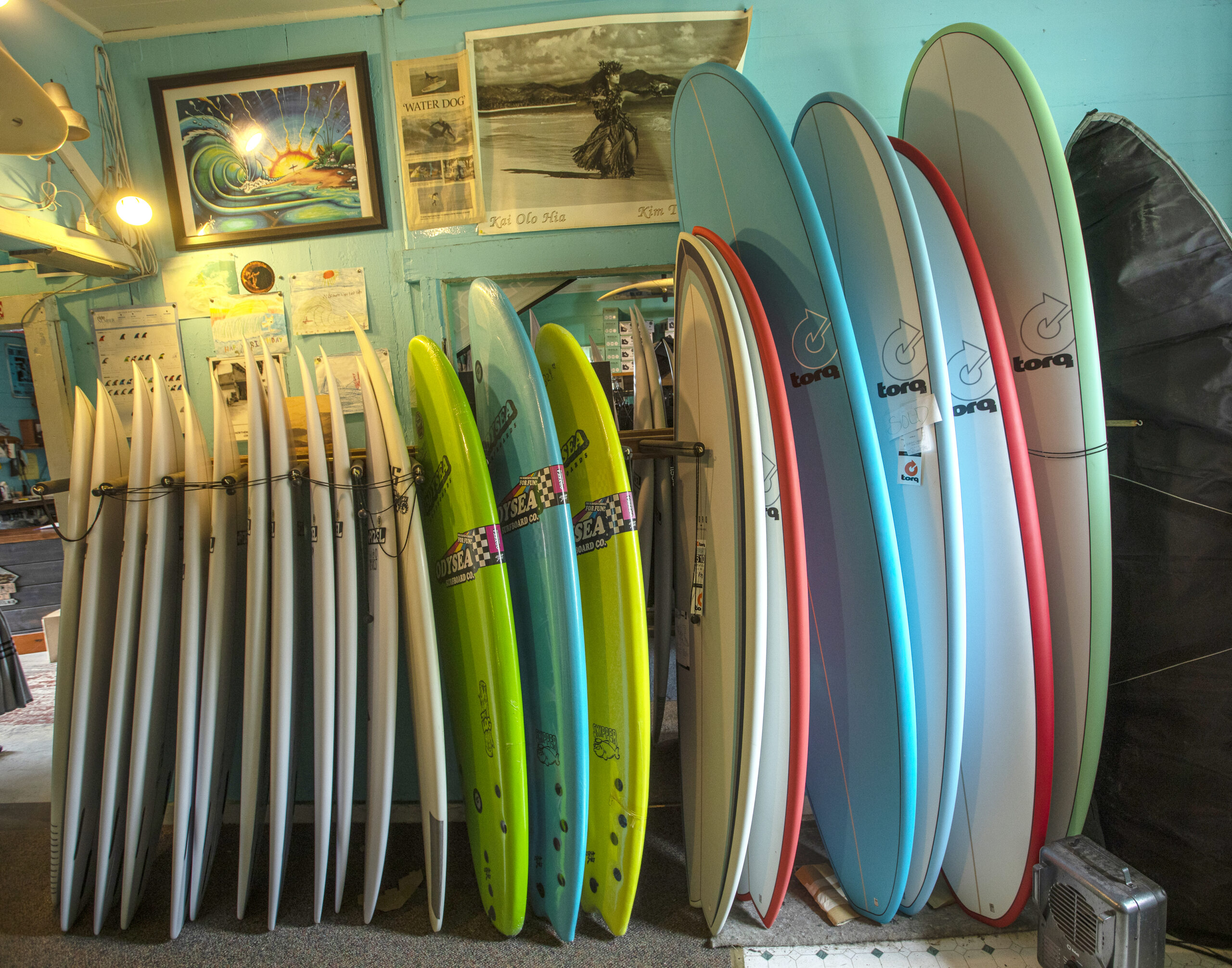 Surfboards for sale at Northern Lights Surf Shop in Bodega. (Chad Surmick / The Press Democrat)
