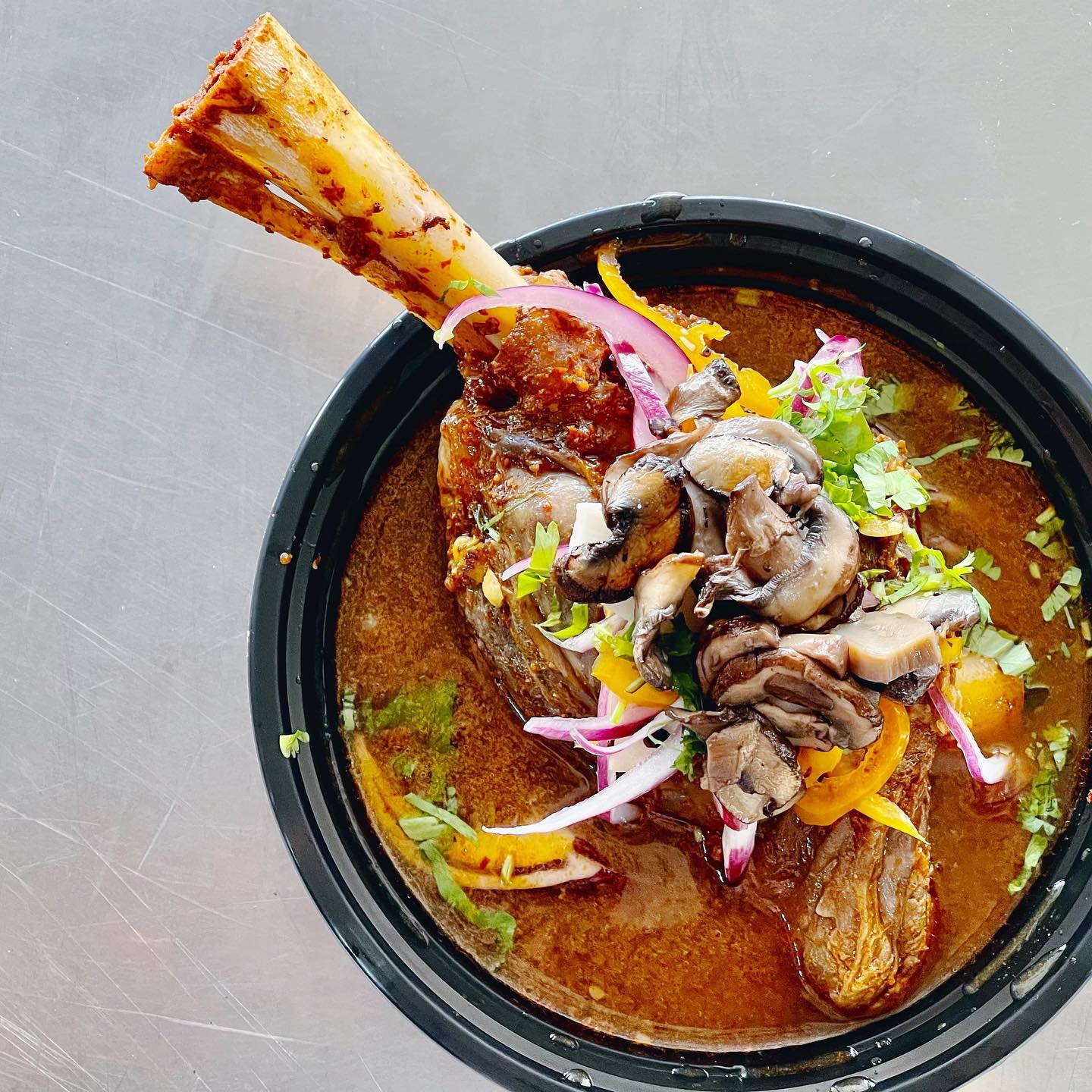 Caldo de Chamorro de Borrego with mushroom from Lucha Sabina at Mitote Food Park. (Courtesy of Lucha Sabina)