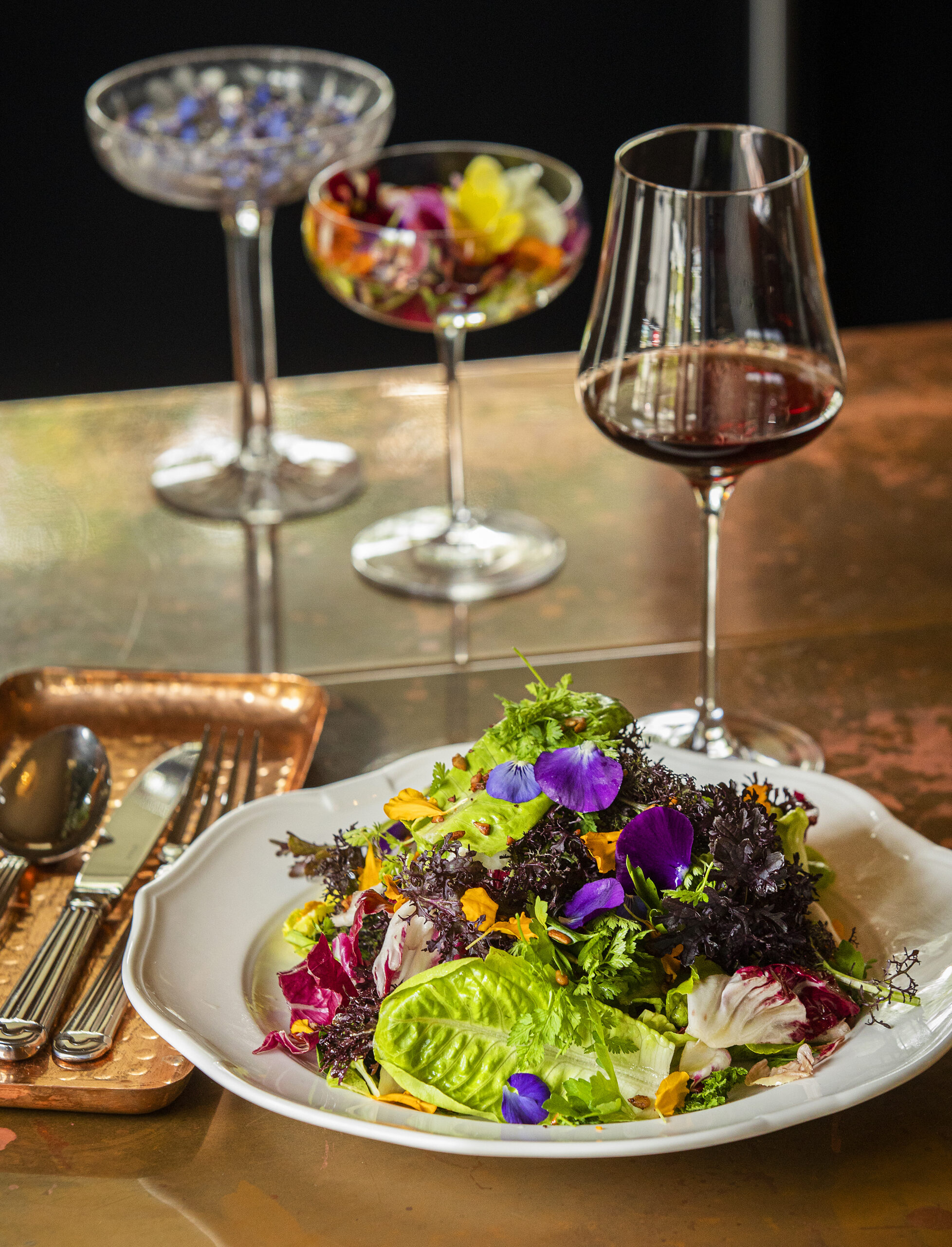The Madrona Salad with lettuces, fresh And pickled estate vegetables and herb Dressing from The Madrona in Healdsburg Friday, June 3, 2022. (John Burgess / The Press Democrat)