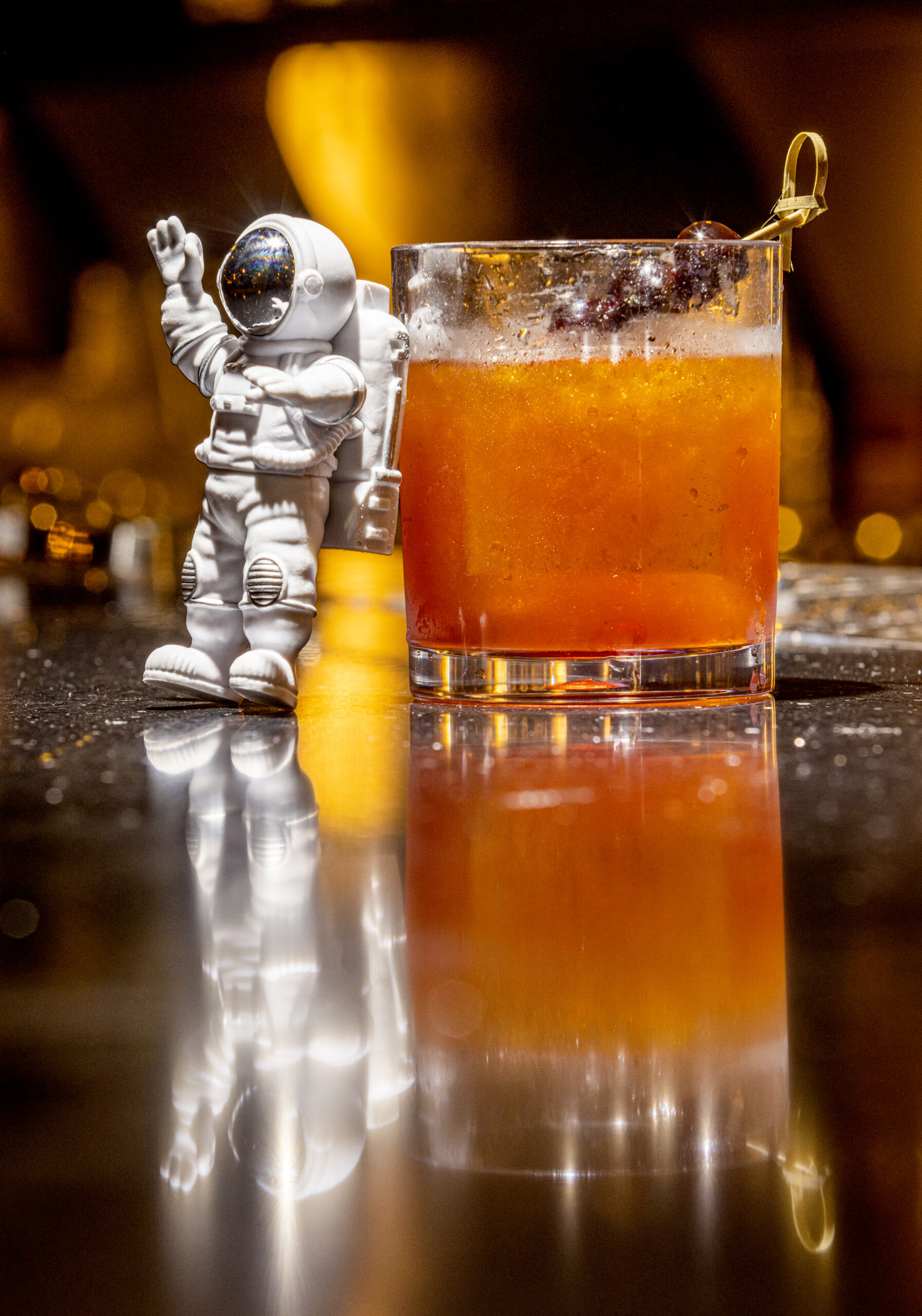 The Doctor Manhattan with bourbon, Amaro Nonino, and Luxardo from Vintage Space at The Flamingo Hotel in Santa Rosa Tuesday, August 23, 2022. (John Burgess/The Press Democrat)