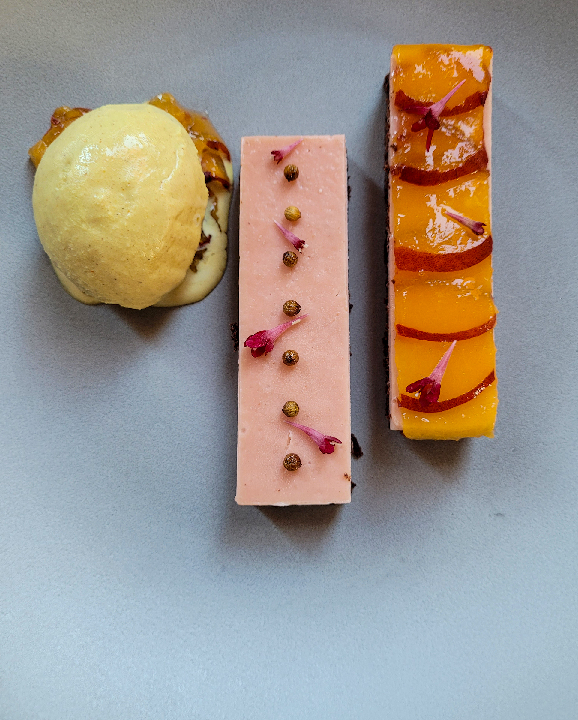 Red Currant Curd dessert with Ras Wl Hanout Ice Cream will satisfy sweet tooths at Barndiva in Healdsburg. (Heather Irwin / The Press Democrat)