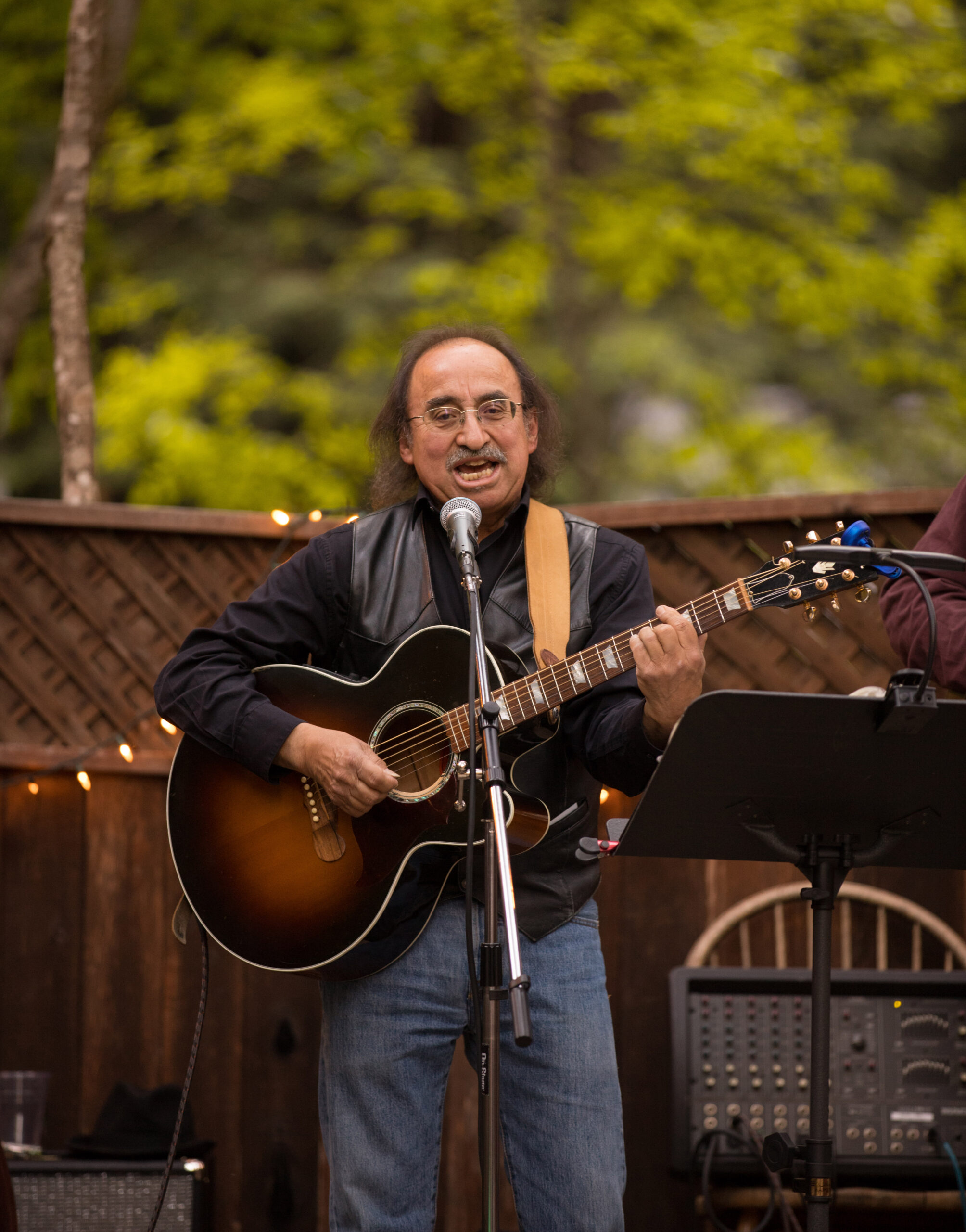Willie Perez, of Cazador, plays music with his band, during community pizza night with live music at Raymond's Bakery, in Cazadero, Calif., on Friday, May 13, 2022. (Photo by Darryl Bush / For The Press Democrat)