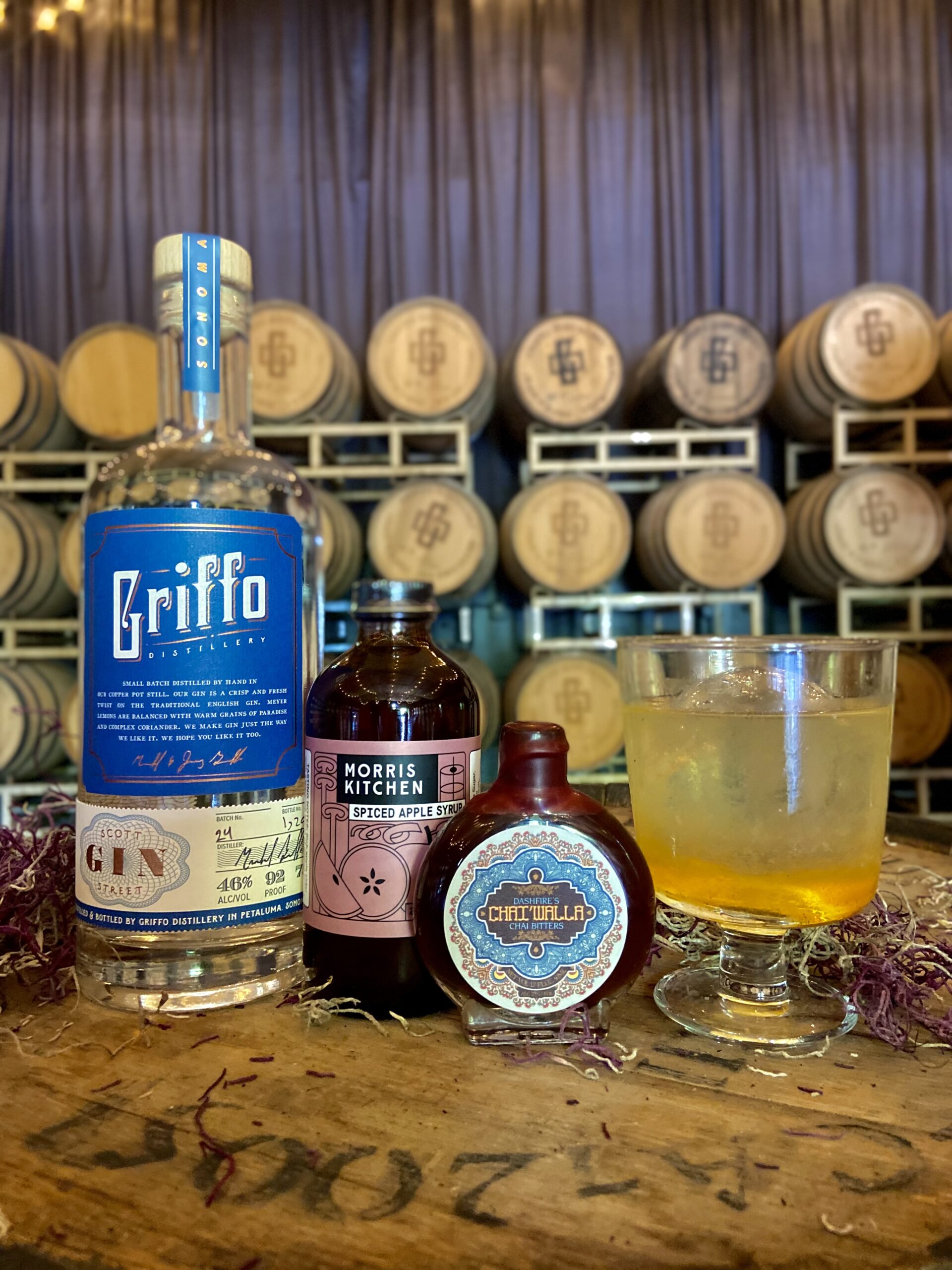 The Fall Collins cocktail kit from Griffo Distillery includes Griffo Scott Street Gin, spiced apple syrup, chai bitters and lemon juice. (Griffo Distillery)