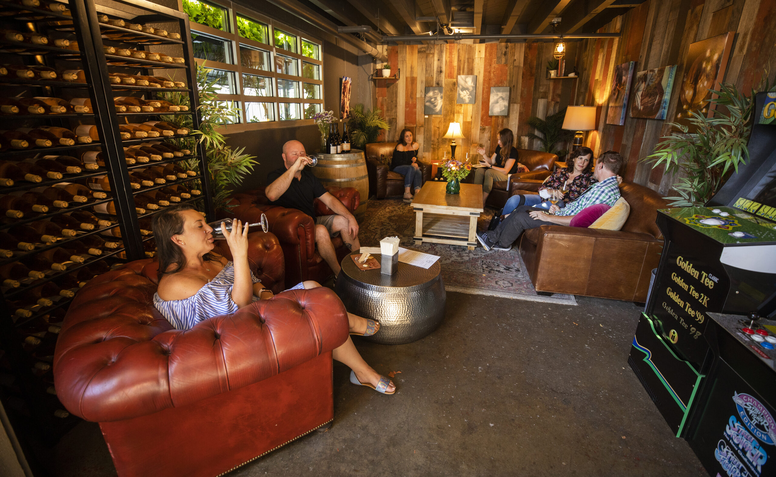 The Pax Winery tasting room at The Barlow on a Friday afternoon in Sebastopol. (John Burgess/Sonoma Magazine)