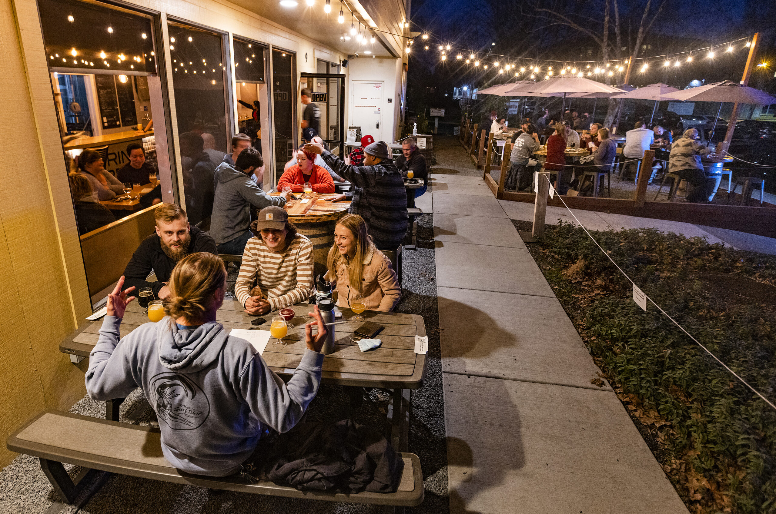 Fans of beer and trivia fill the seats on a Wednesday night at Parliament Brewing Company in Rohnert Park on February, 15, 2022. (Photo by John Burgess/The Press Democrat)