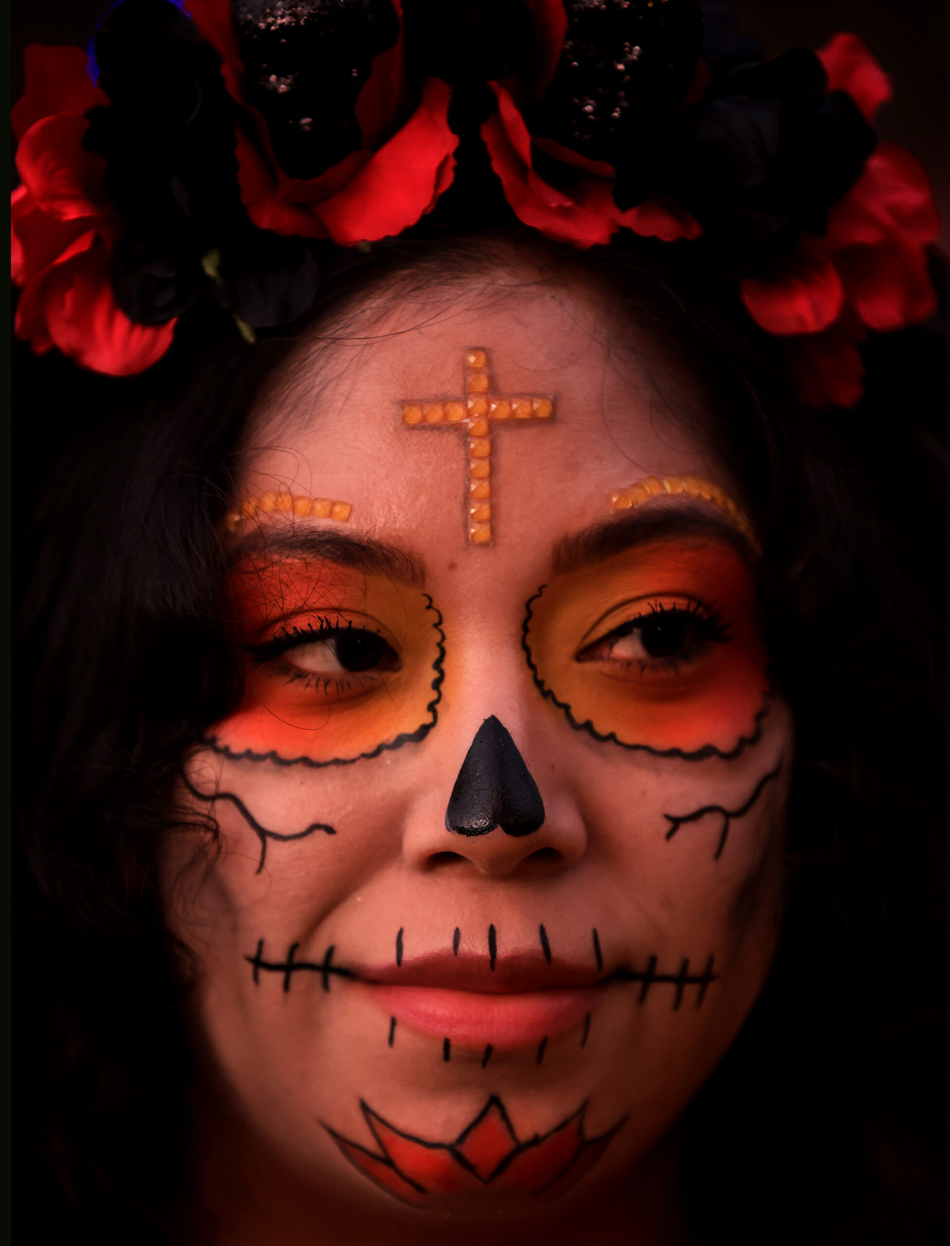 Miriam Rivera, 30, attends Windsor's Día de los Muertos event, Saturday, Oct. 30, 2021. (Kent Porter / The Press Democrat) 2021