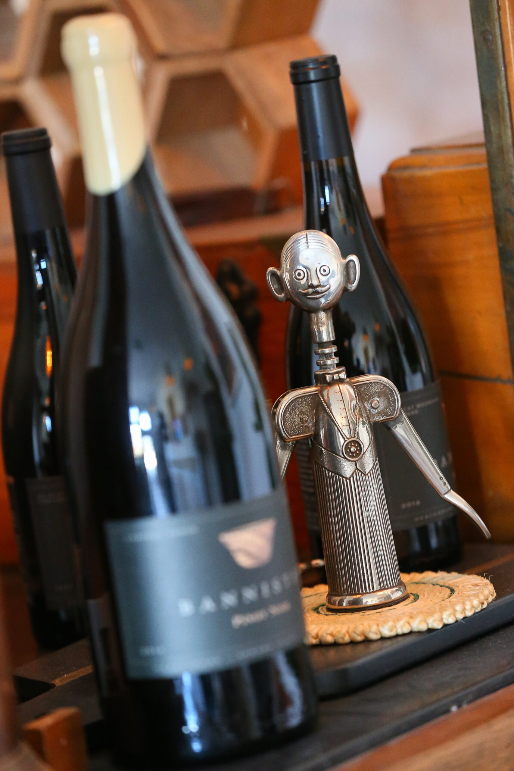 A corkscrew on display at Bannister Wines tasting room in Geyserville on Thursday, October 6, 2022. (Christopher Chung/The Press Democrat)