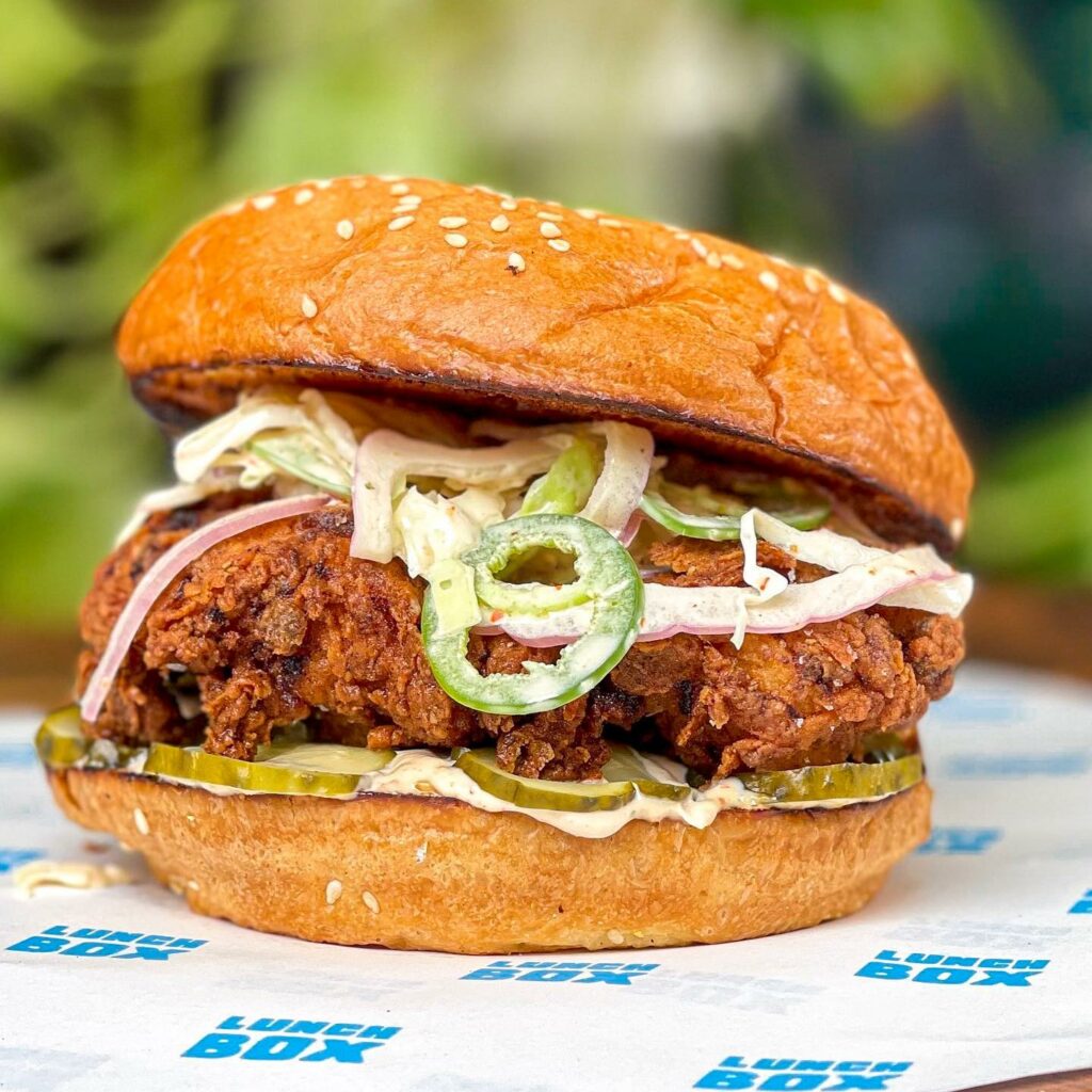 Fried chicken sandwich from Lunch Box. (Courtesy of Lunch Box)