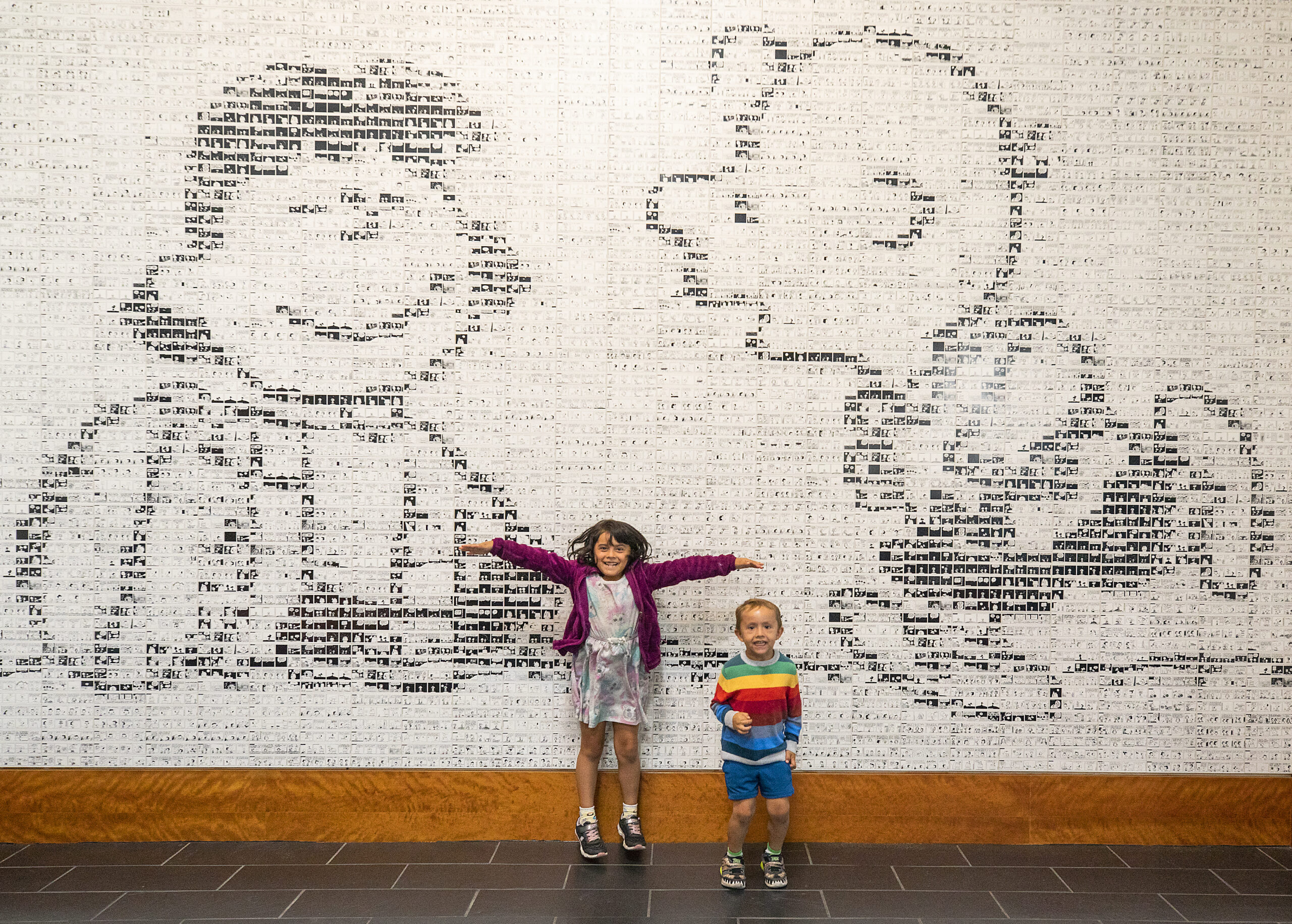 Paloma, 6, and Fernando Lopez, 4, of Healdsburg celebrated the 20th anniversary of The Charles M. Schulz Museum Monday, August 15, 2022. (John Burgess/The Press Democrat)