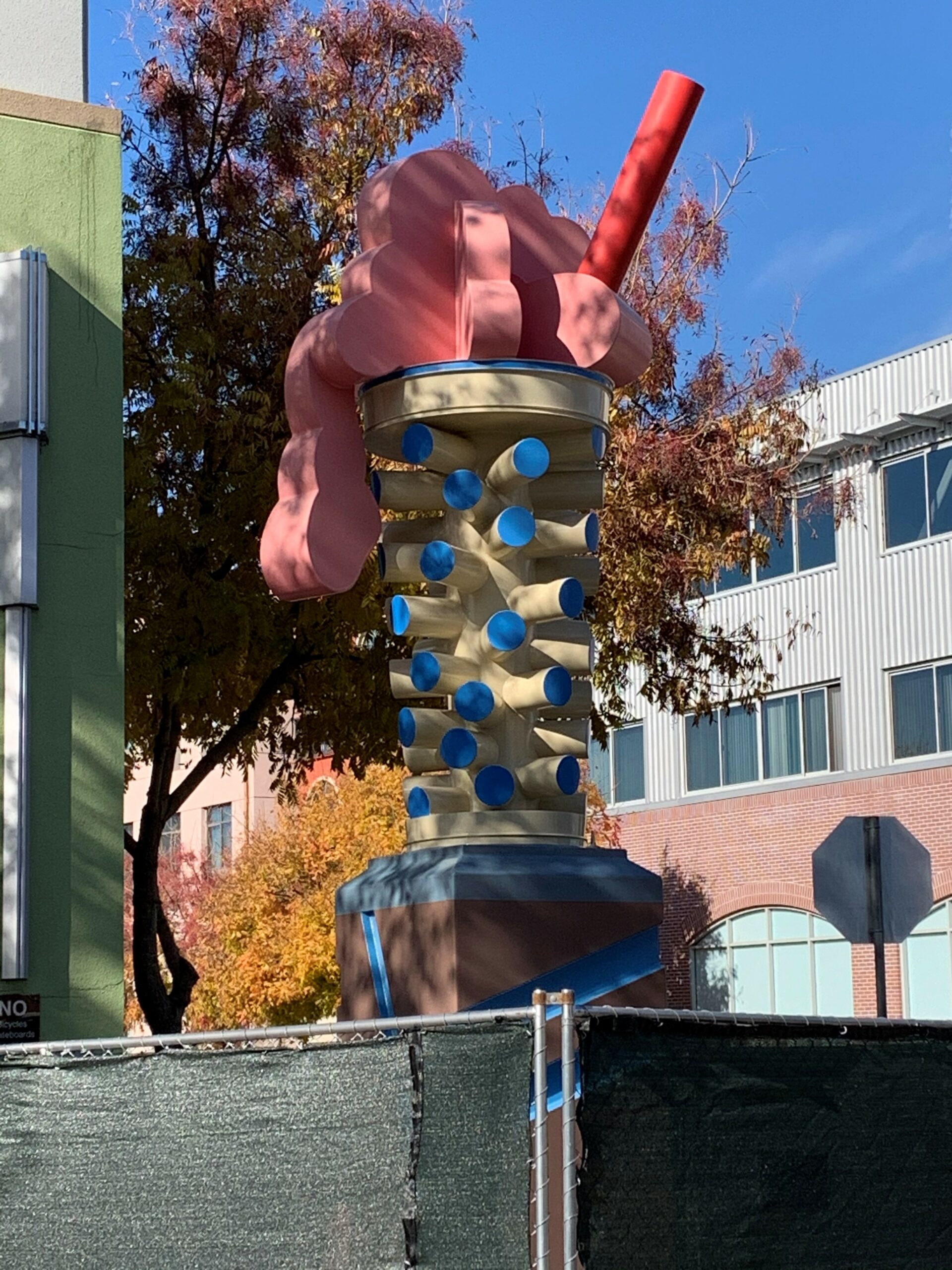 Patrons of Petaluma’s Boulevard Cinemas can’t miss this whimsical abstract statue, “Cherry Soda,” by sculptor Robert Ellison. (The Press Democrat, file)