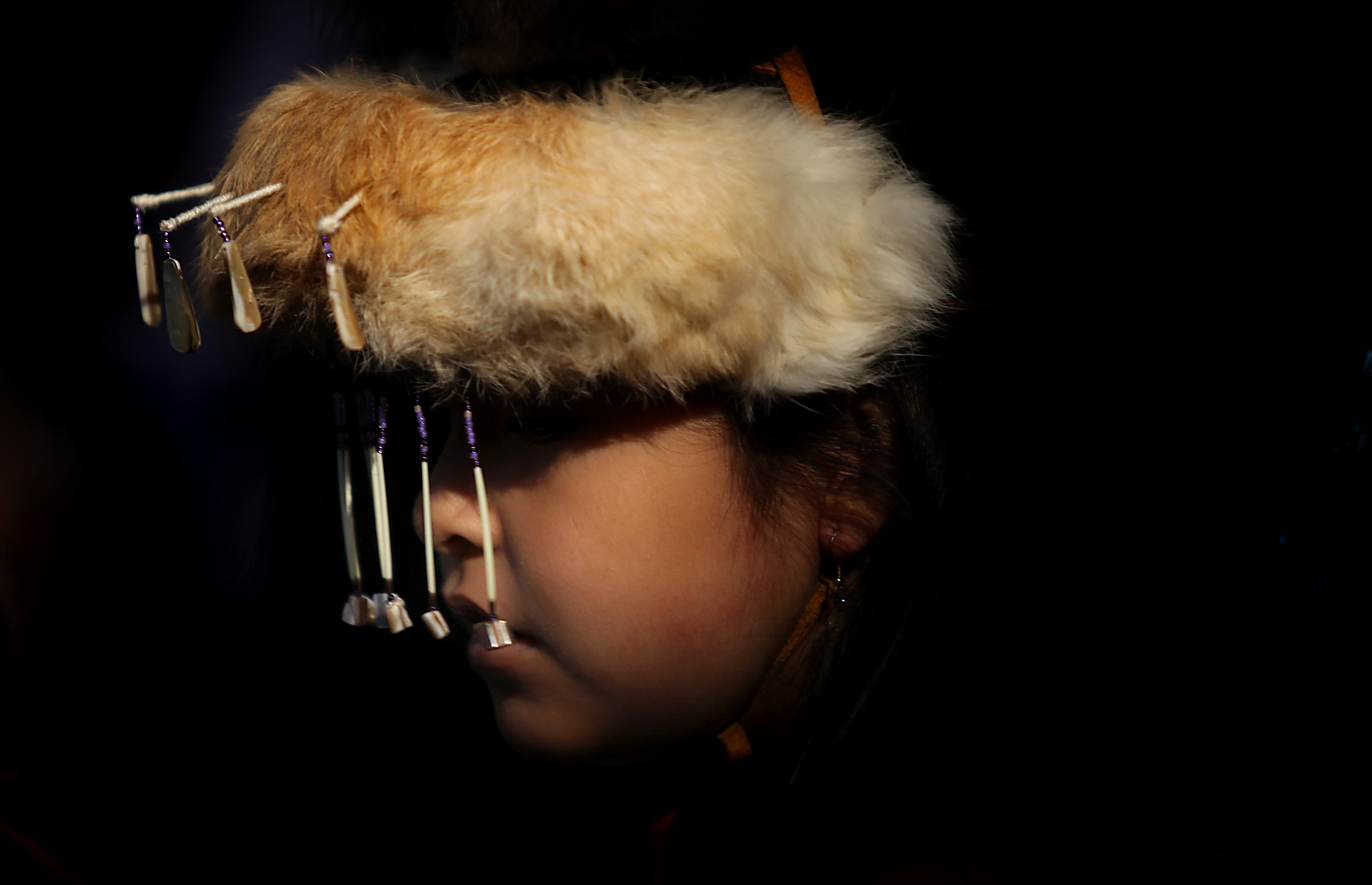 Native American dancer Laila McCloud, 8, of the Kashia Band of Pomo Indians at Fort Ross State Historic Park, Saturday Jan. 21, 2012 during the Bicentennial celebration of Fort Ross. (Kent Porter / Press Democrat) 2012