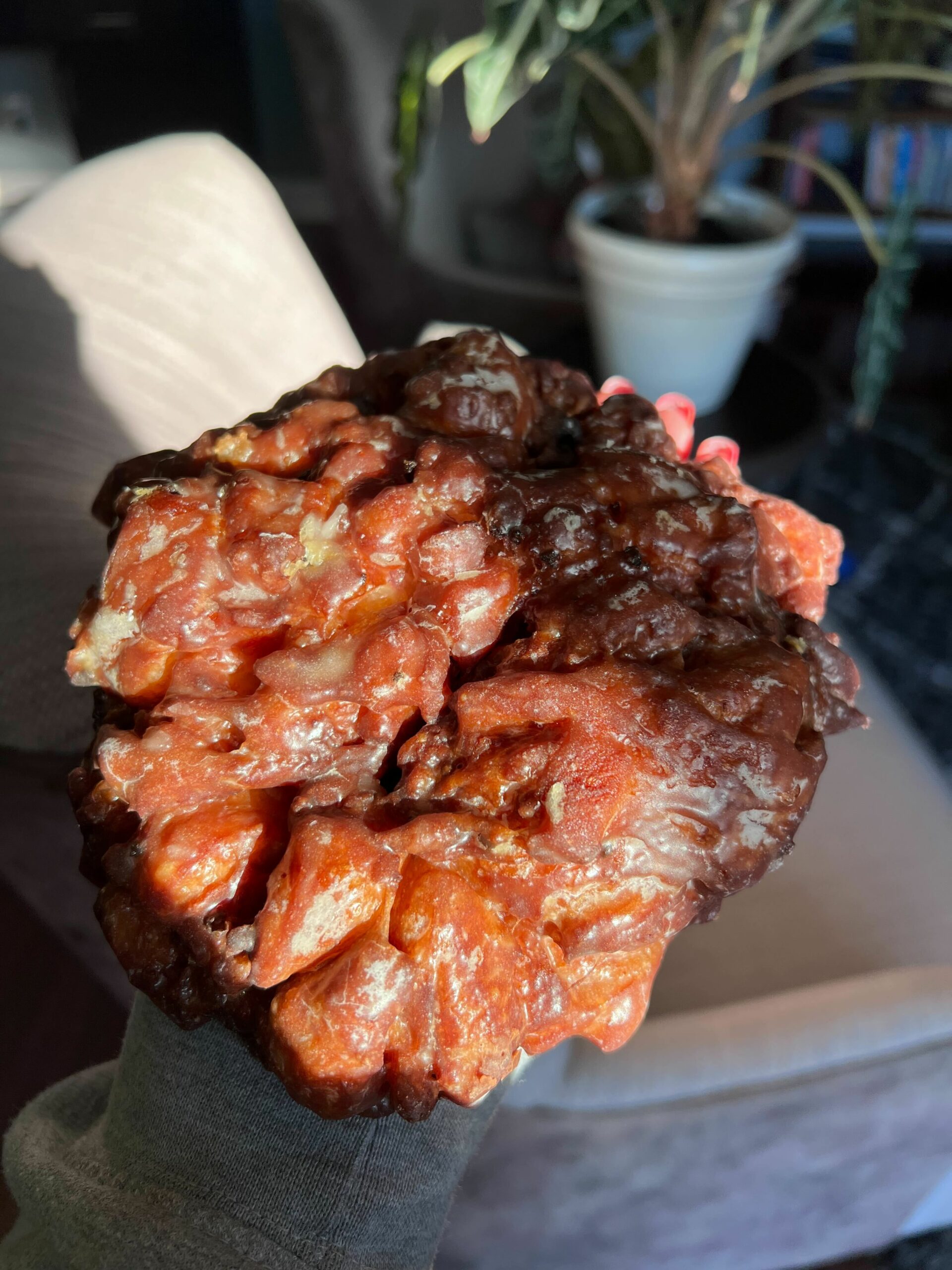 Tan’s Donut’s blueberry fritter is many, many delicious bites, full of blueberry and sweet glaze. (Lonnie Hayes) 