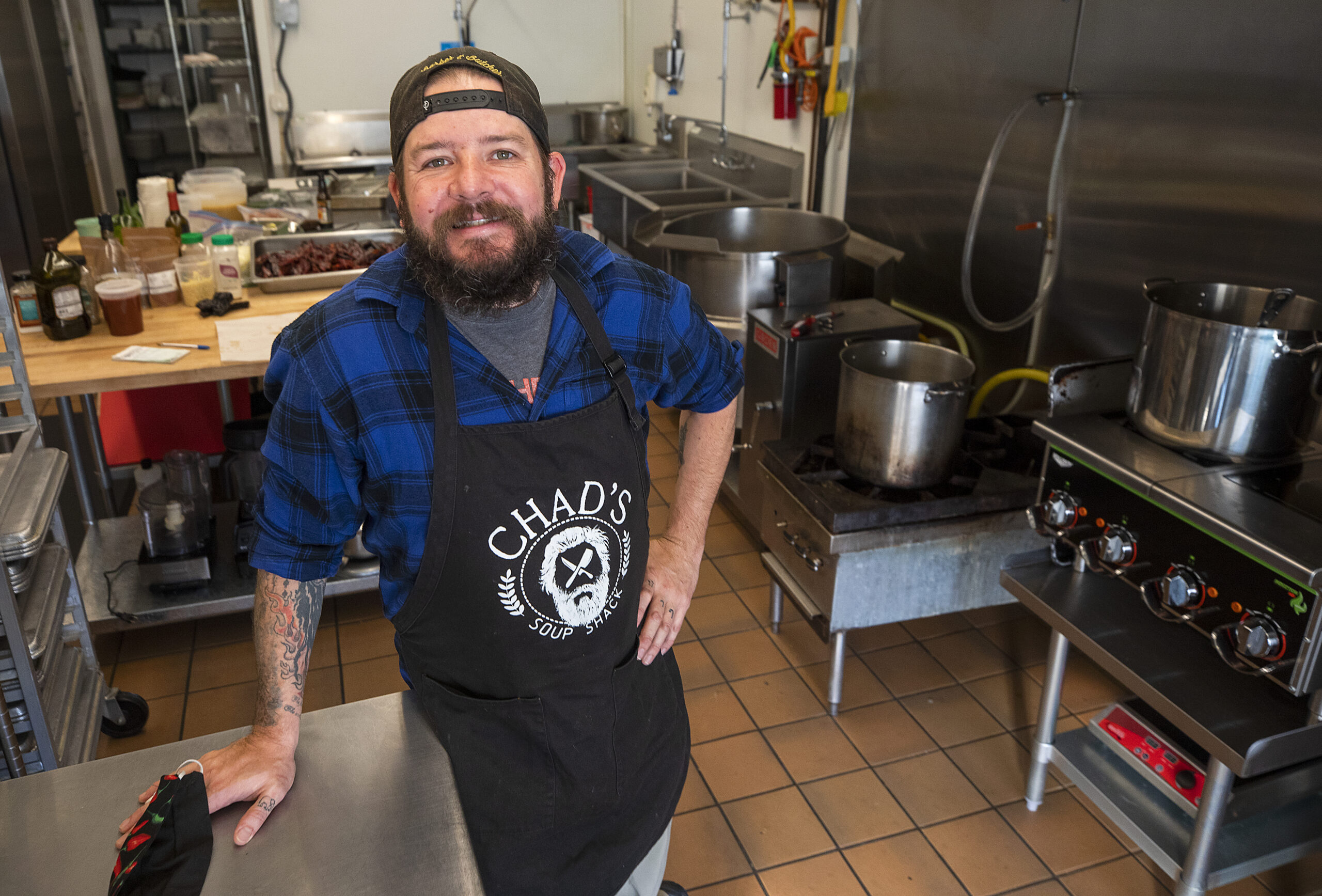 Chef Chad Holmes sells his chili and soup's at various Sonoma County farmers markets under the banner Chad's Soup Shack. Photo taken on Tuesday, January 26, 2021. (Photo by John Burgess/The Press Democrat)