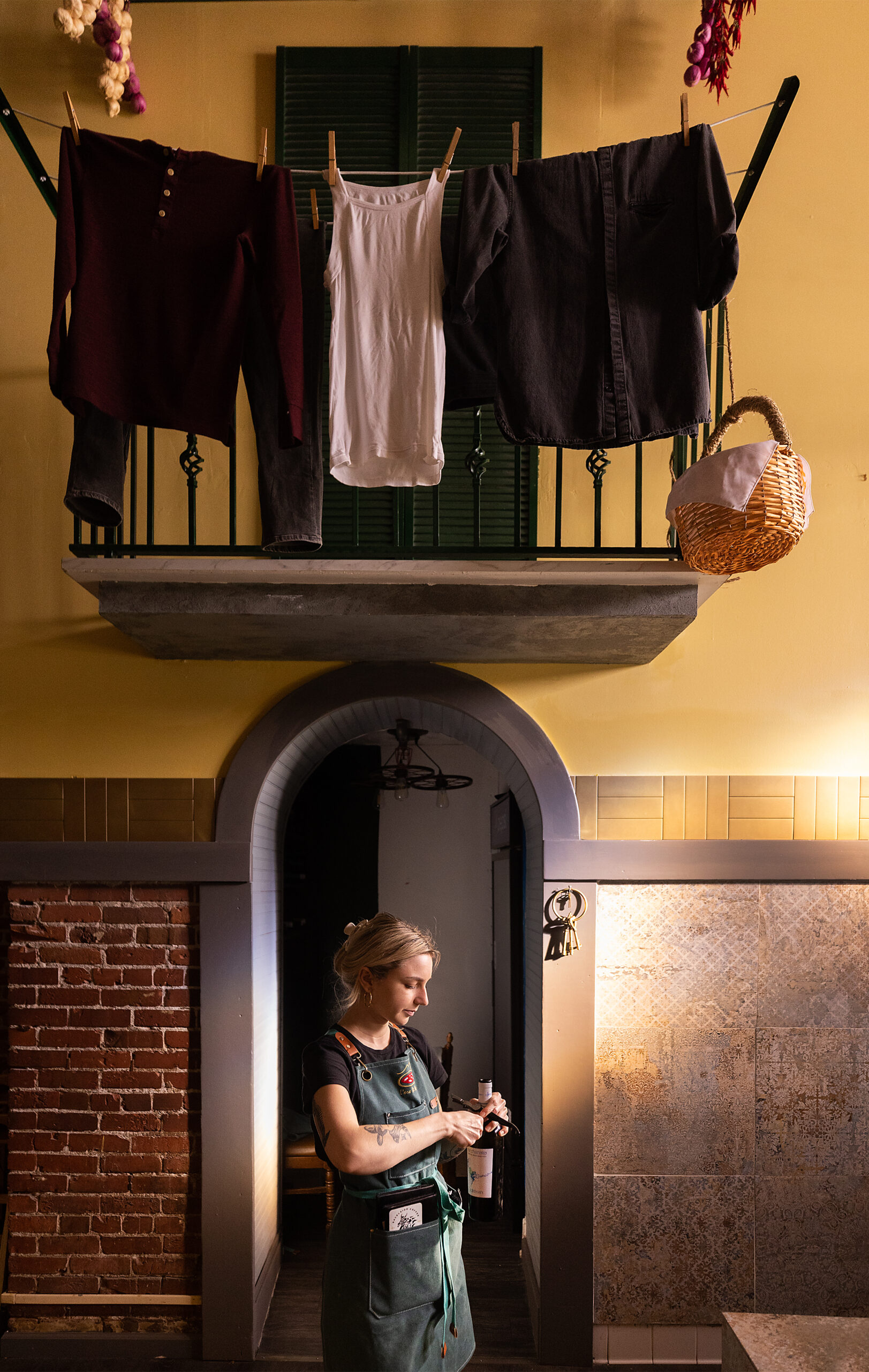 A balcony designed by L'oro di Napoli owner Domenico de Angelis in downtown Santa Rosa March 24, 2023. (John Burgess/The Press Democrat)