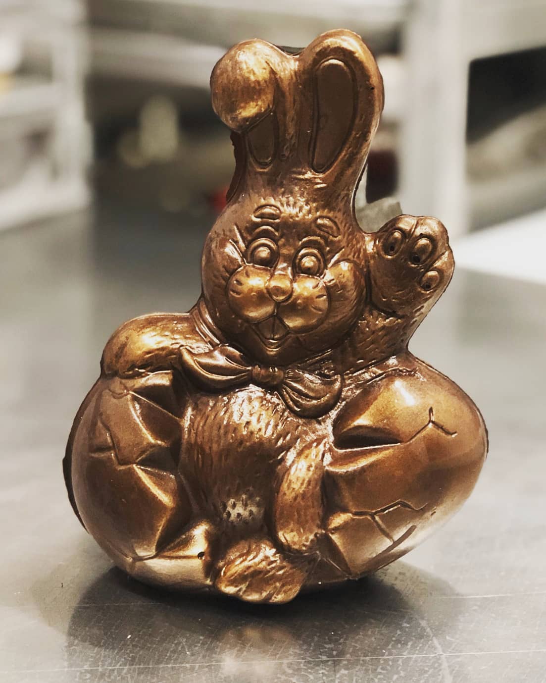 A brass bunny filled with chocolate truffles from Fleur Sauvage in Windsor. (Fleur Sauvage)