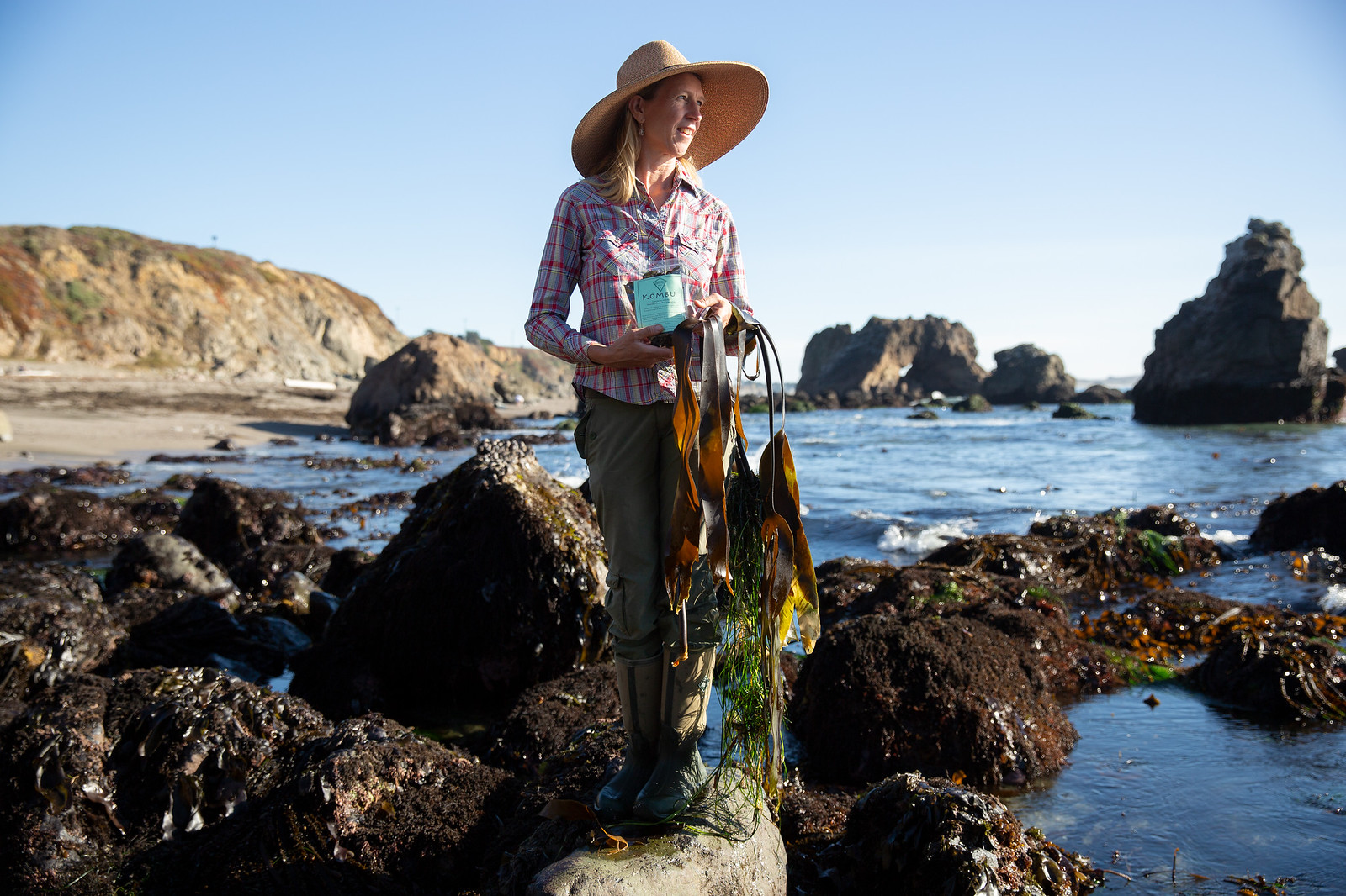 Heidi Herrmann has a commerical permit to harvest kombu and nori along the Sonoma Coast. She is involved in teaching others how to forage respectfully but doesn’t like to reveal too much about her favorite collecting sites. (Paige Green)