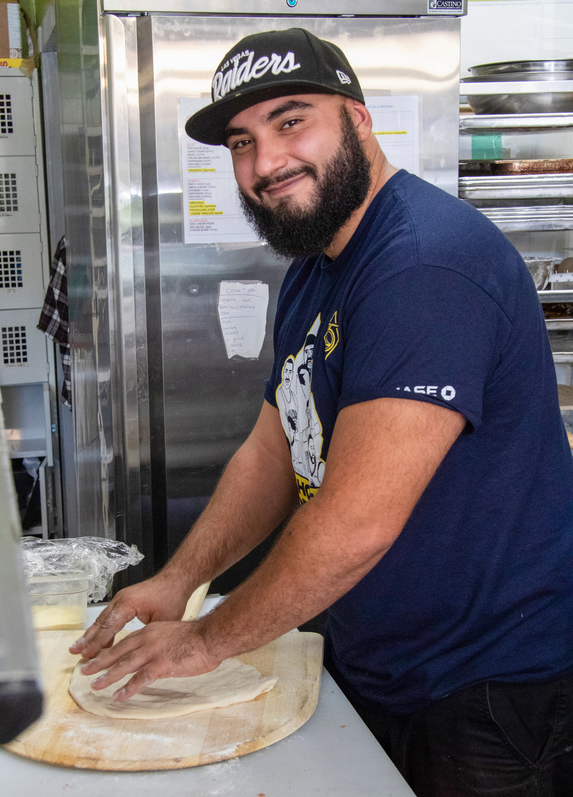 Dino Moniodis of Zimi on Mission making dough. Heather Irwin, Press Democrat