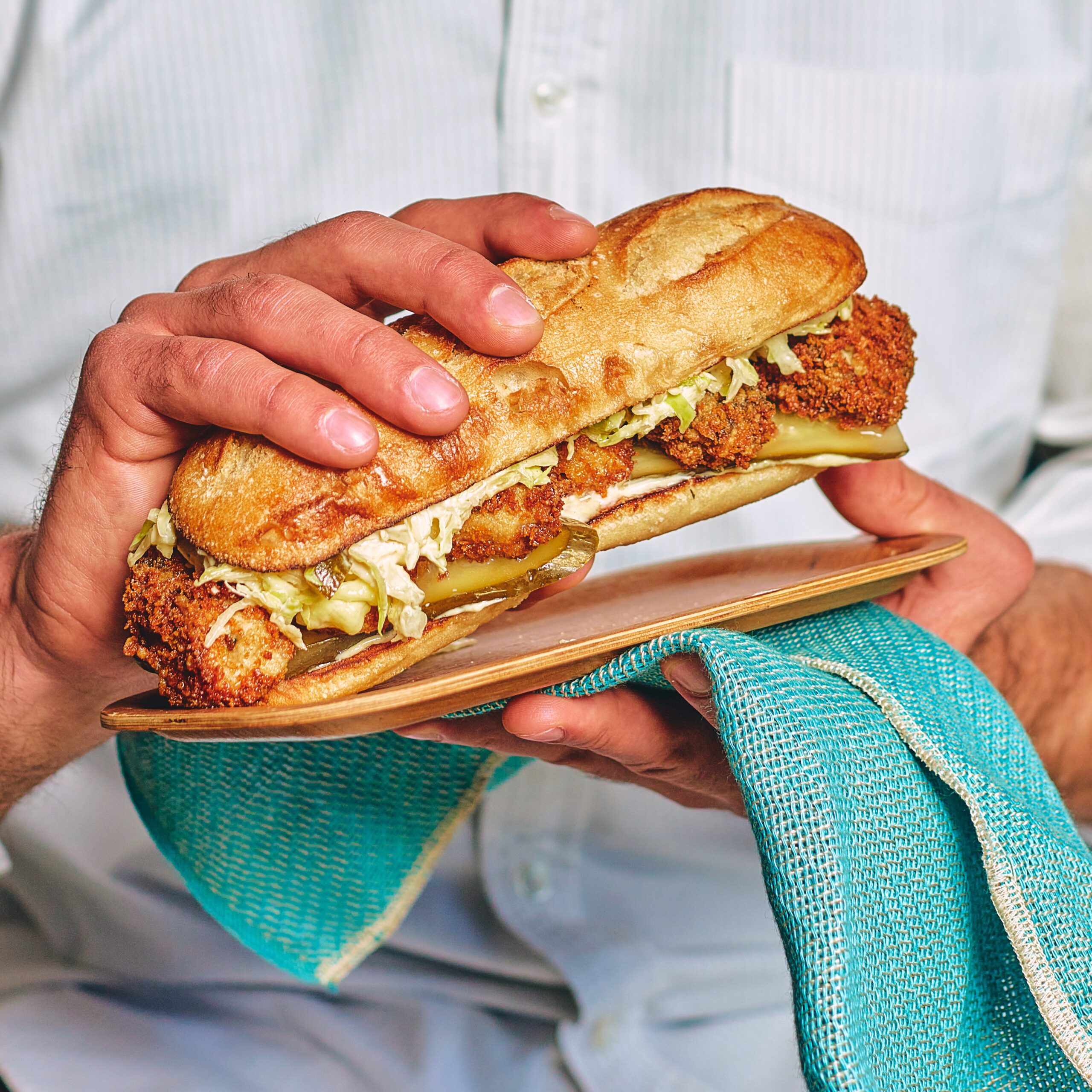 The oyster poboy at Sebastopol's Oyster restaurant. (Kim Carroll/For Sonoma Magazine)