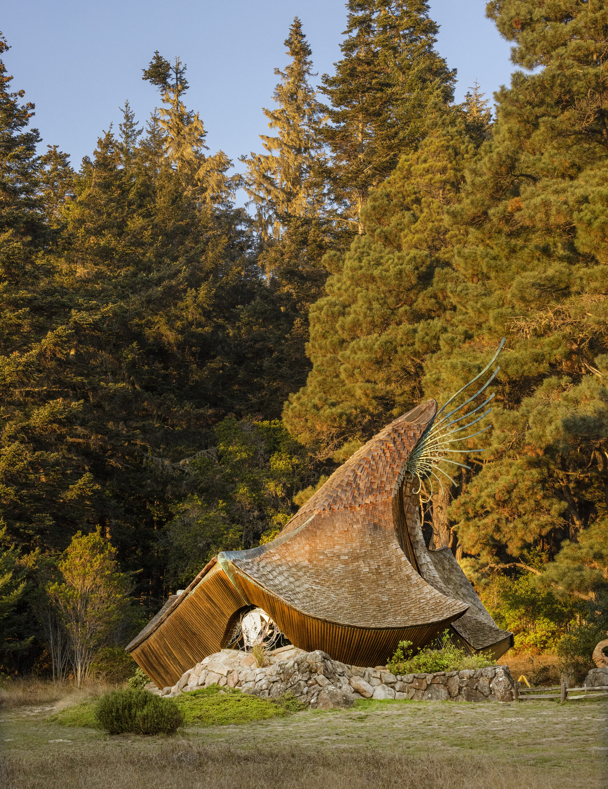 The swooping roofline of the Sea Ranch Chapel. (John Burgess/The Press Democrat)