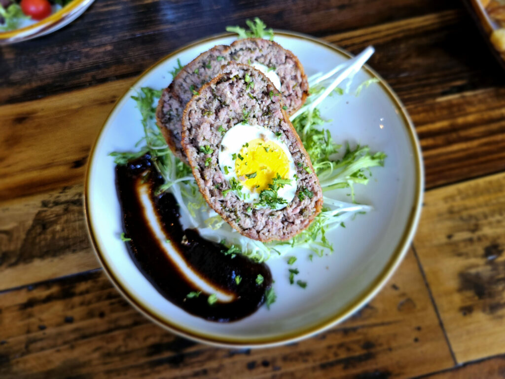 Scotch egg at The Goose & Fern in Santa Rosa. (Heather Irwin/The Press Democrat)