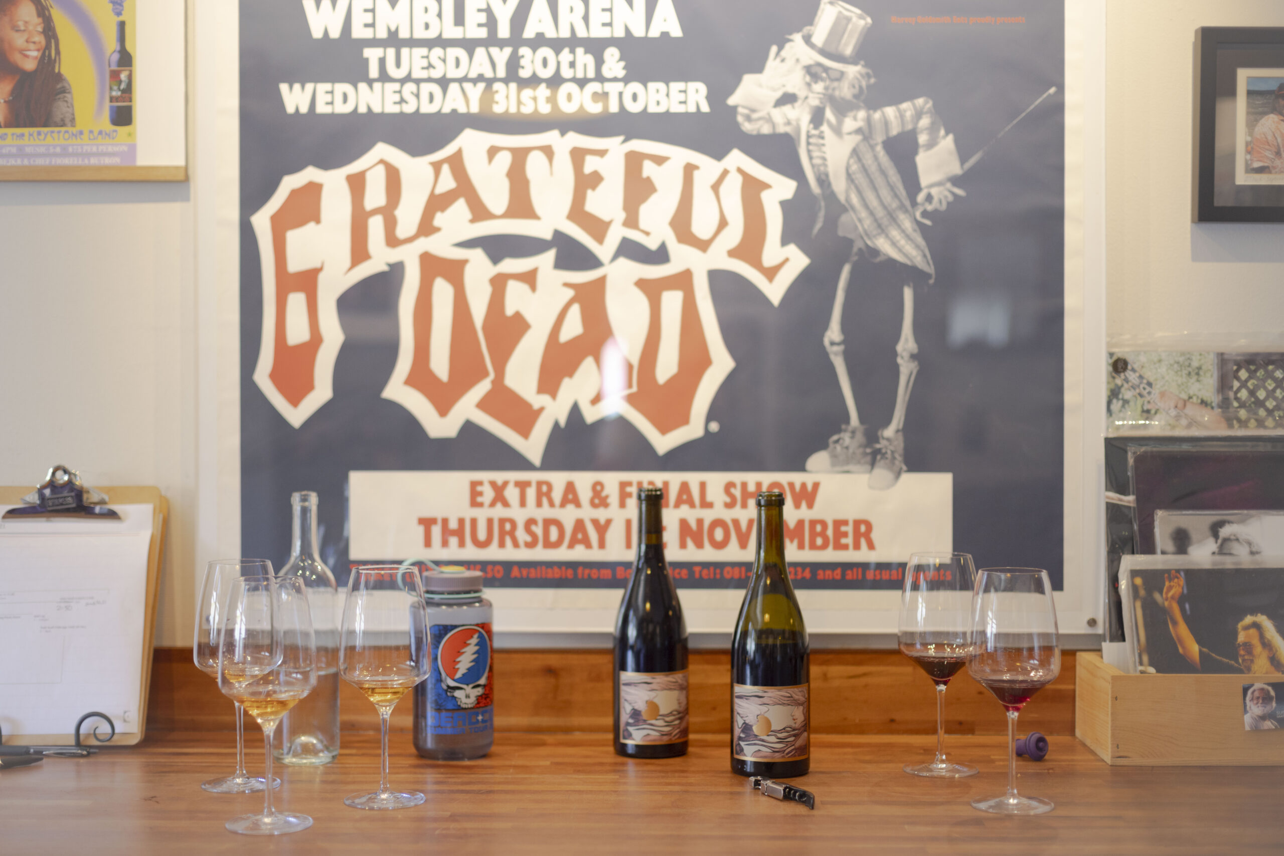 Winery Sixteen 600 is decked out in so much rare Grateful Dead memorabilia that it feels equal parts museum and tasting room. (Conor Hagen/for Sonoma Magazine)