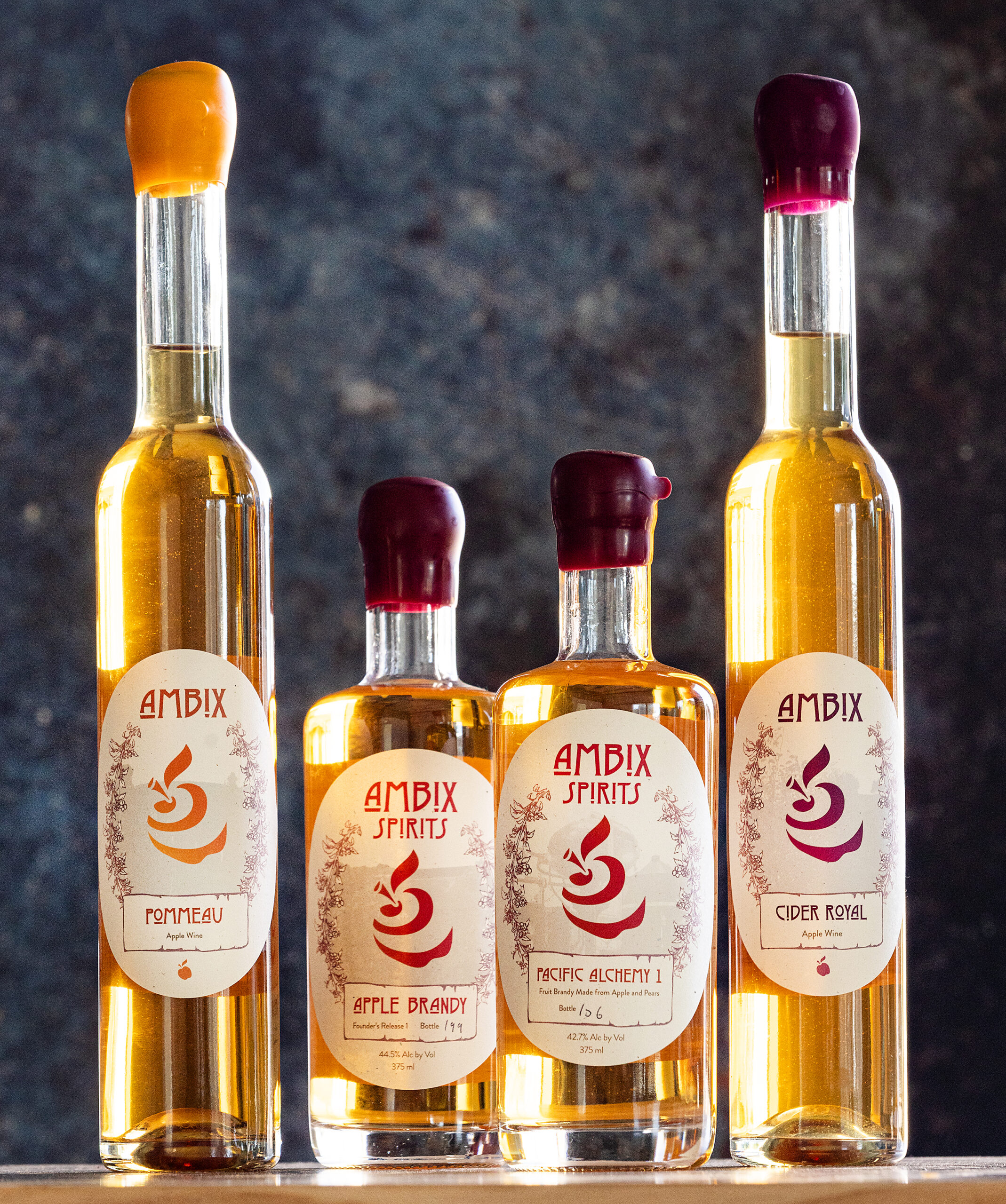 Apple wines and brandy from Ambix Spirits, a new distillery run by David Klein and Zoe Osborne in Sebastopol, Monday, Oct. 3, 2023. (John Burgess / The Press Democrat)