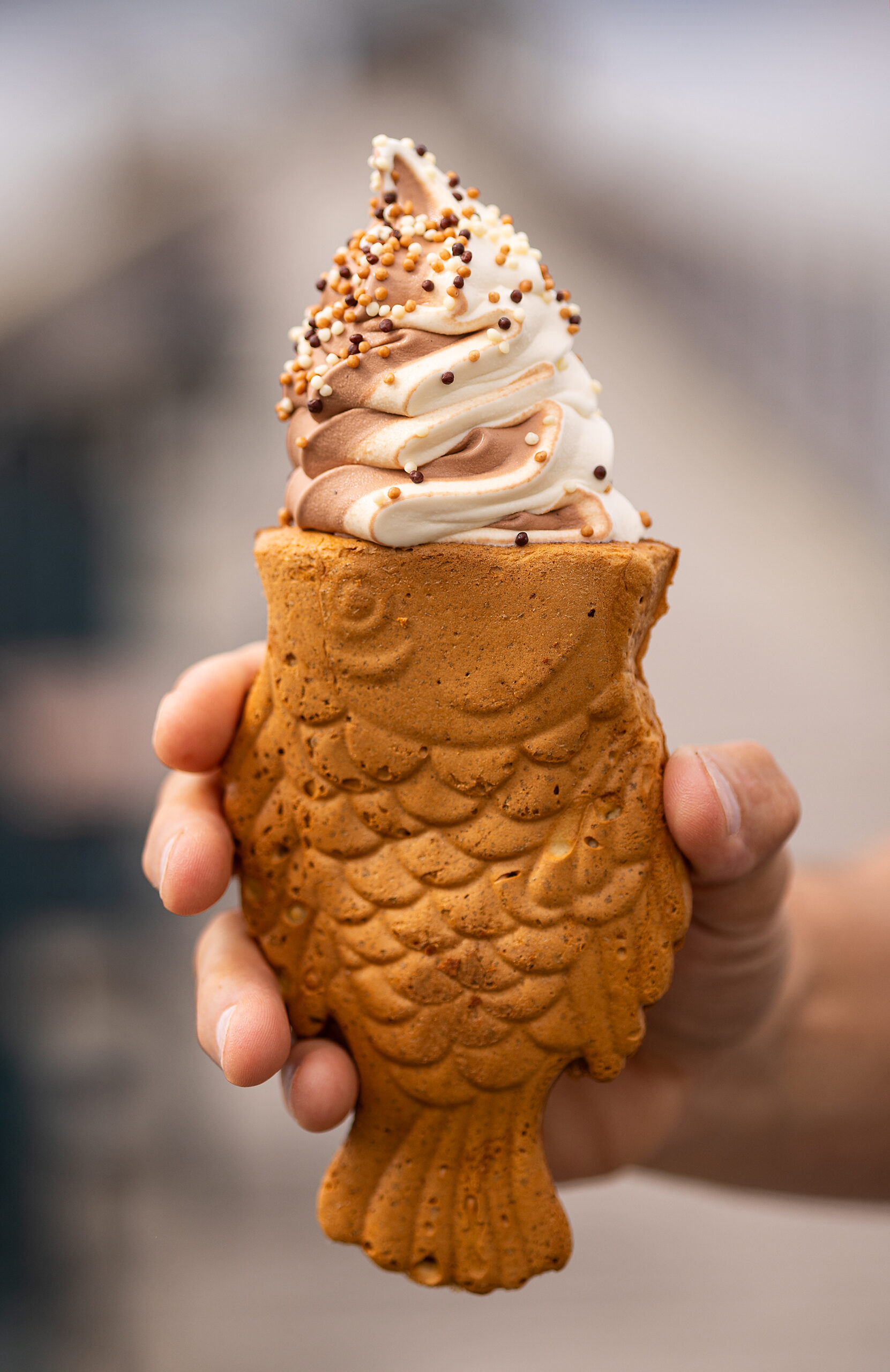 Soft Serve Straus Family Creamery in a Taiyaki Fish Cone from Nick’s Cove Restaurant on Tomales Bay Monday, September 18, 2023. (Photo John Burgess/The Press Democrat)