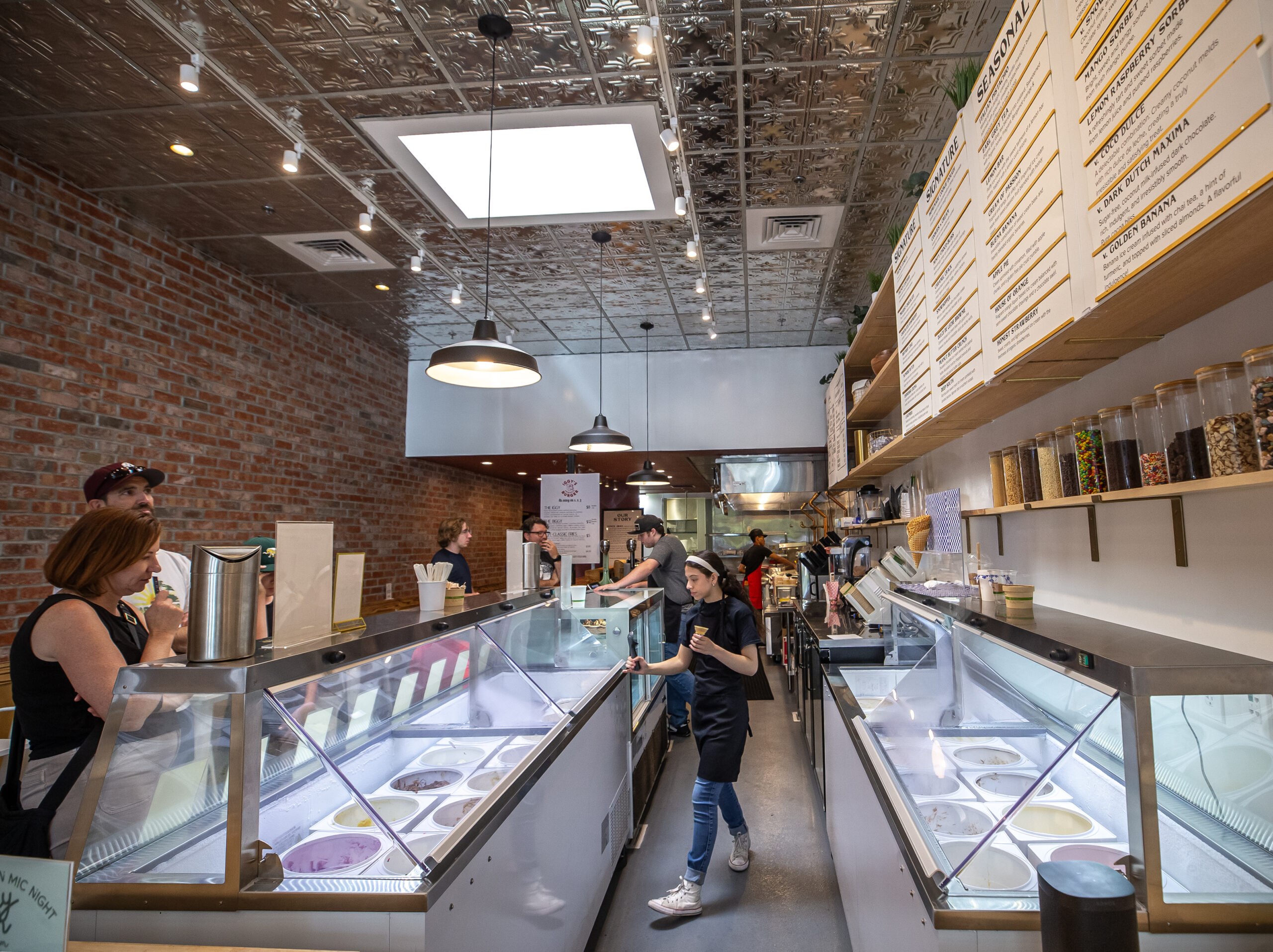 Iggy’s Organic Burgers and Angela’s Organic Ice Cream are served on the plaza in downtown Healdsburg June 30, 2023. (Chad Surmick / The Press Democrat)