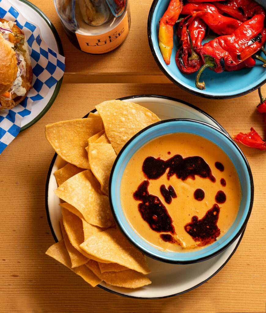 Cashew Queso with a side of Jimmy Nardello Peppers from opening day at the Valley Swim Club restaurant in Sonoma, Tuesday, Oct. 3, 2023. (John Burgess / The Press Democrat)