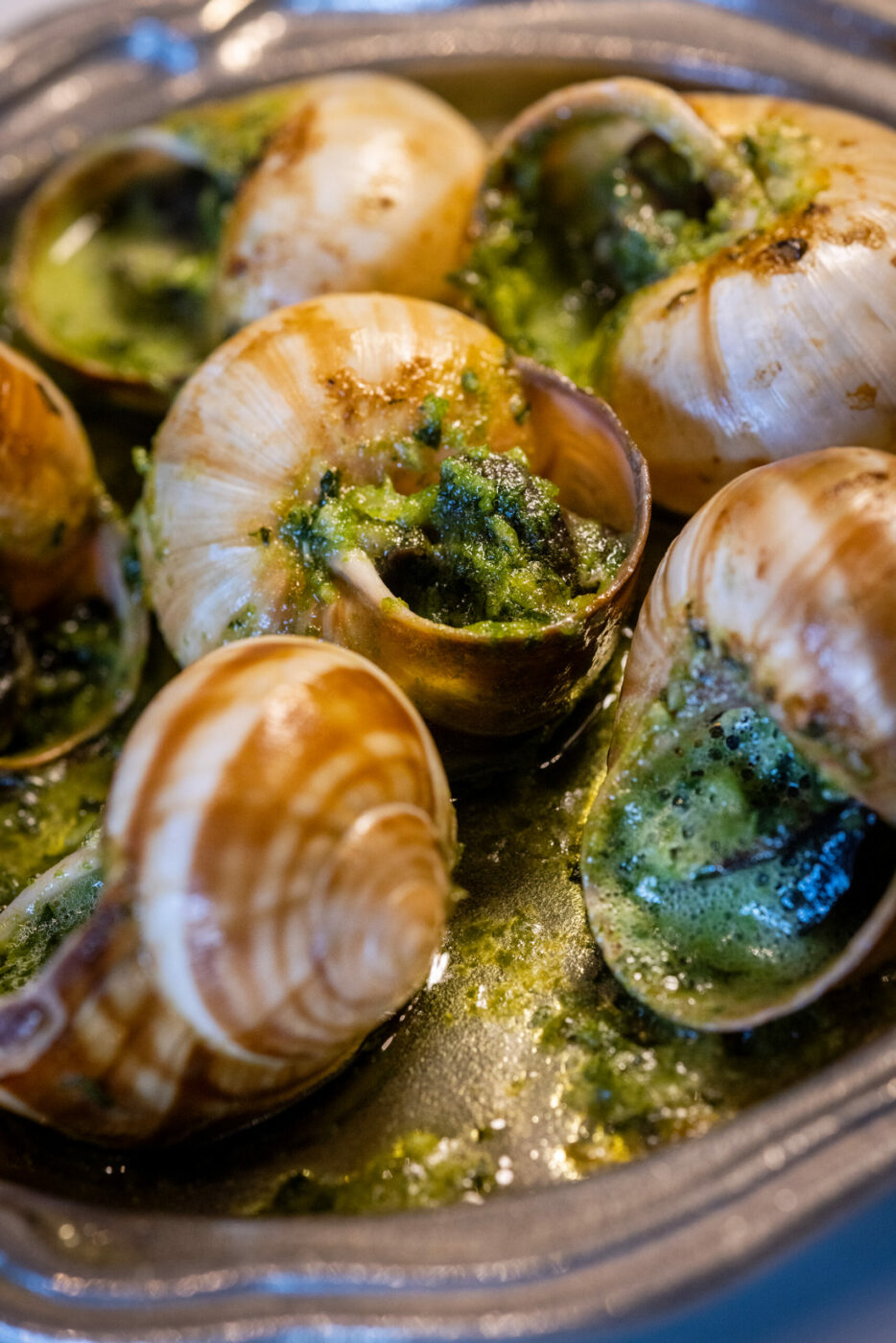 Escargot with garlic butter, parsley & Pernod from Augie’s French Tuesday, November 28, 2023 on Courthouse Square in Santa Rosa. (Photo John Burgess/The Press Democrat)