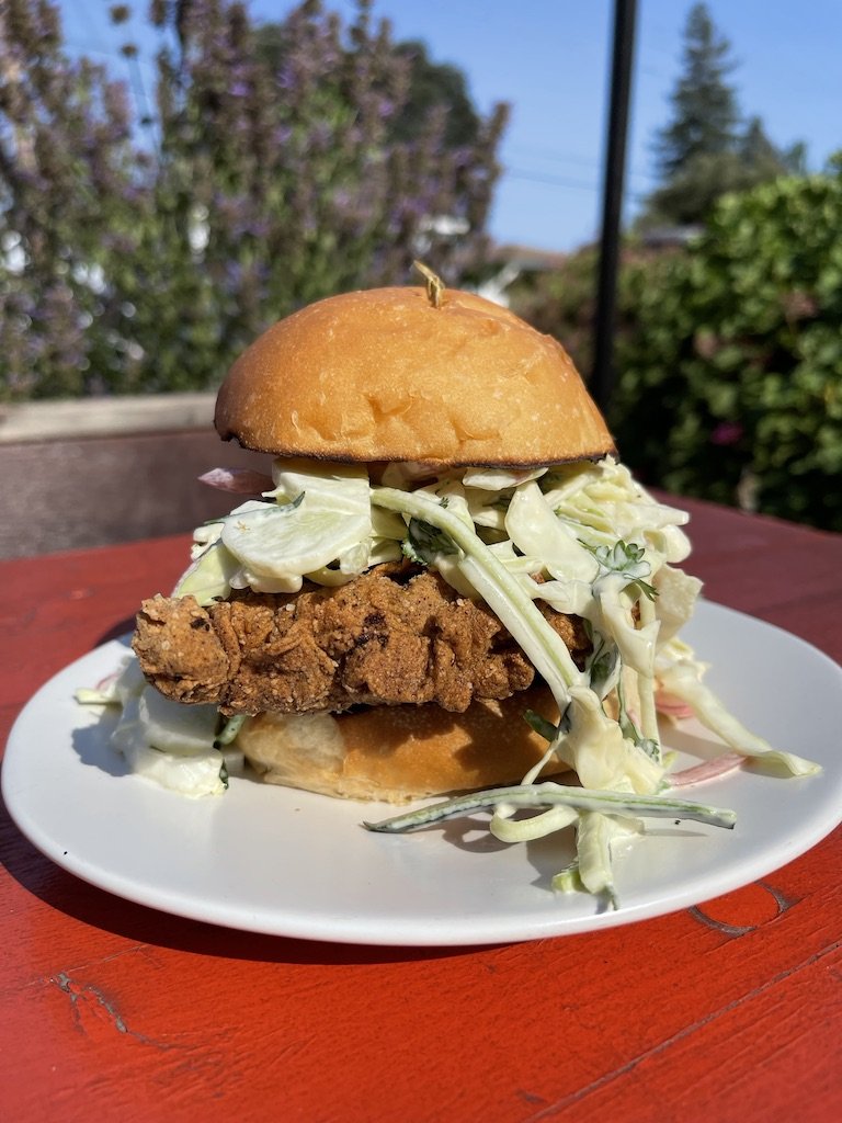 Fried chicken sandwich from Marigold at The Spinster Sisters in Santa Rosa. (Marigold)