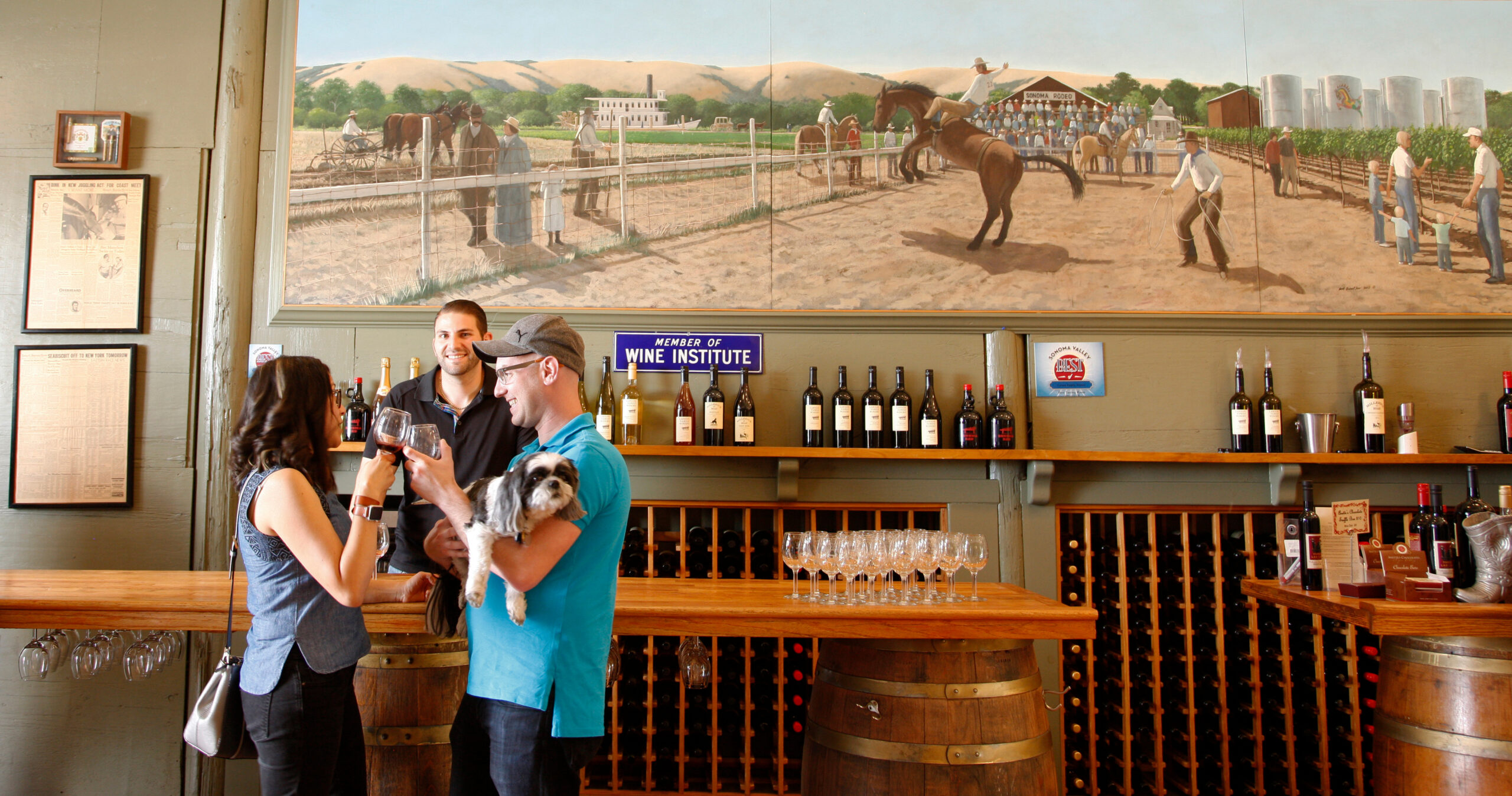 Larson Family Winery, in Sonoma Valley, welcomes dogs in their large, green outdoor space as well as inside their tasting room. (Sonoma County Tourism)