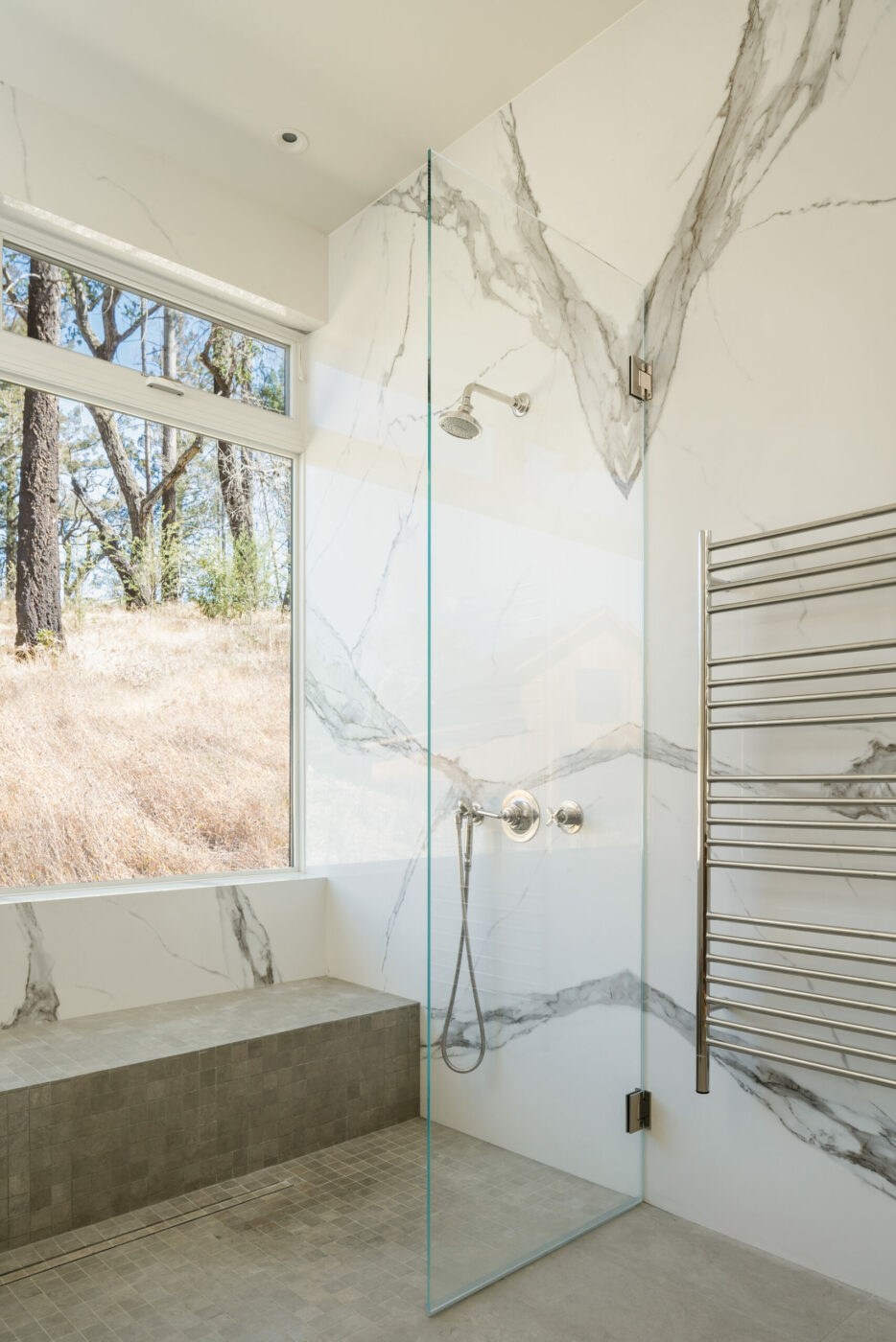 The privacy of the property allowed for a window in the shower. (Adam Potts Photography)