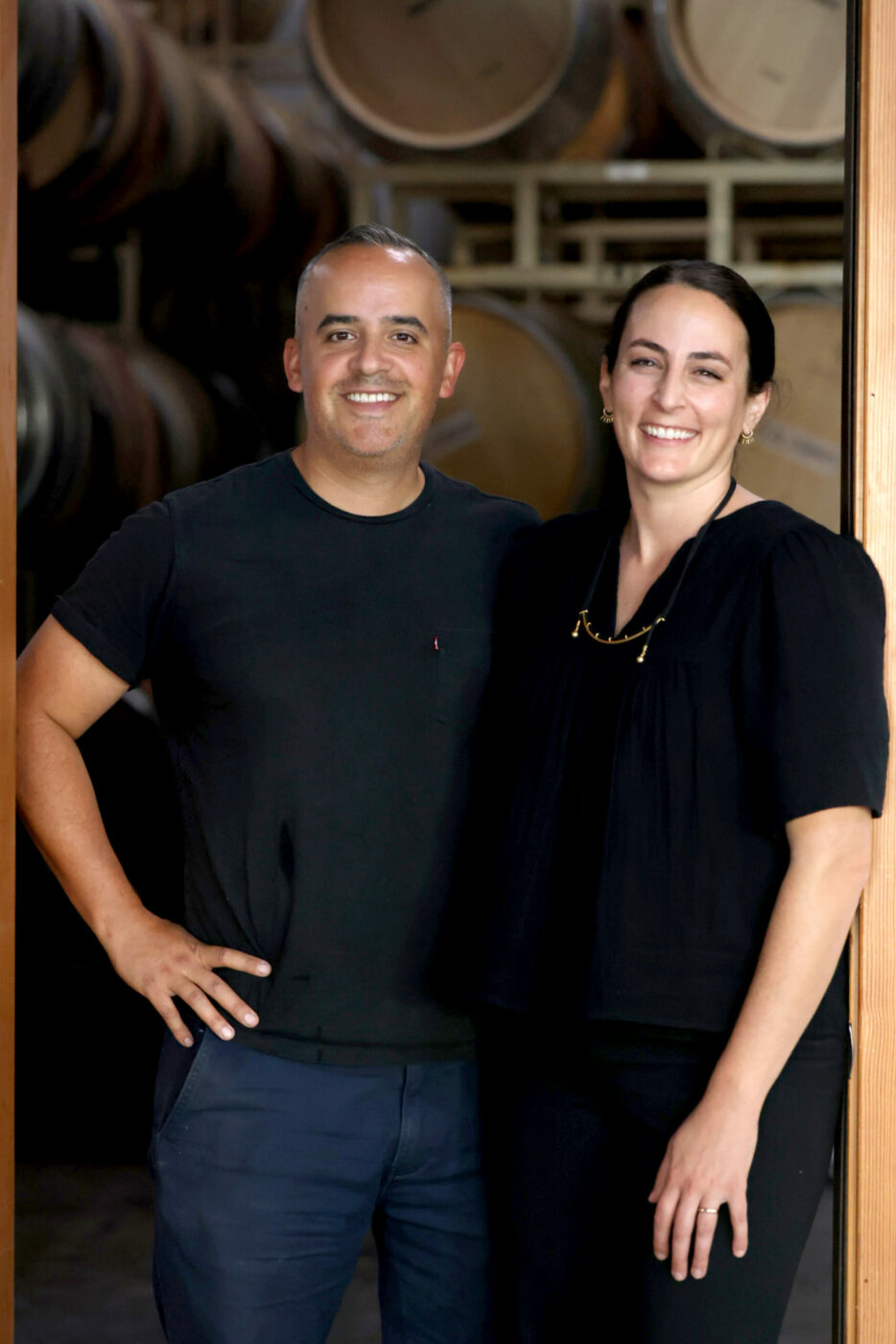 Winemaker Gustavo Sotelo and his wife Jackie, co-owners of the new wine brand Orixe Sotelo, at Tin Barn Vineyards and Winery in Sonoma, Thursday October 19, 2023. (Beth Schlanker / Press Democrat)