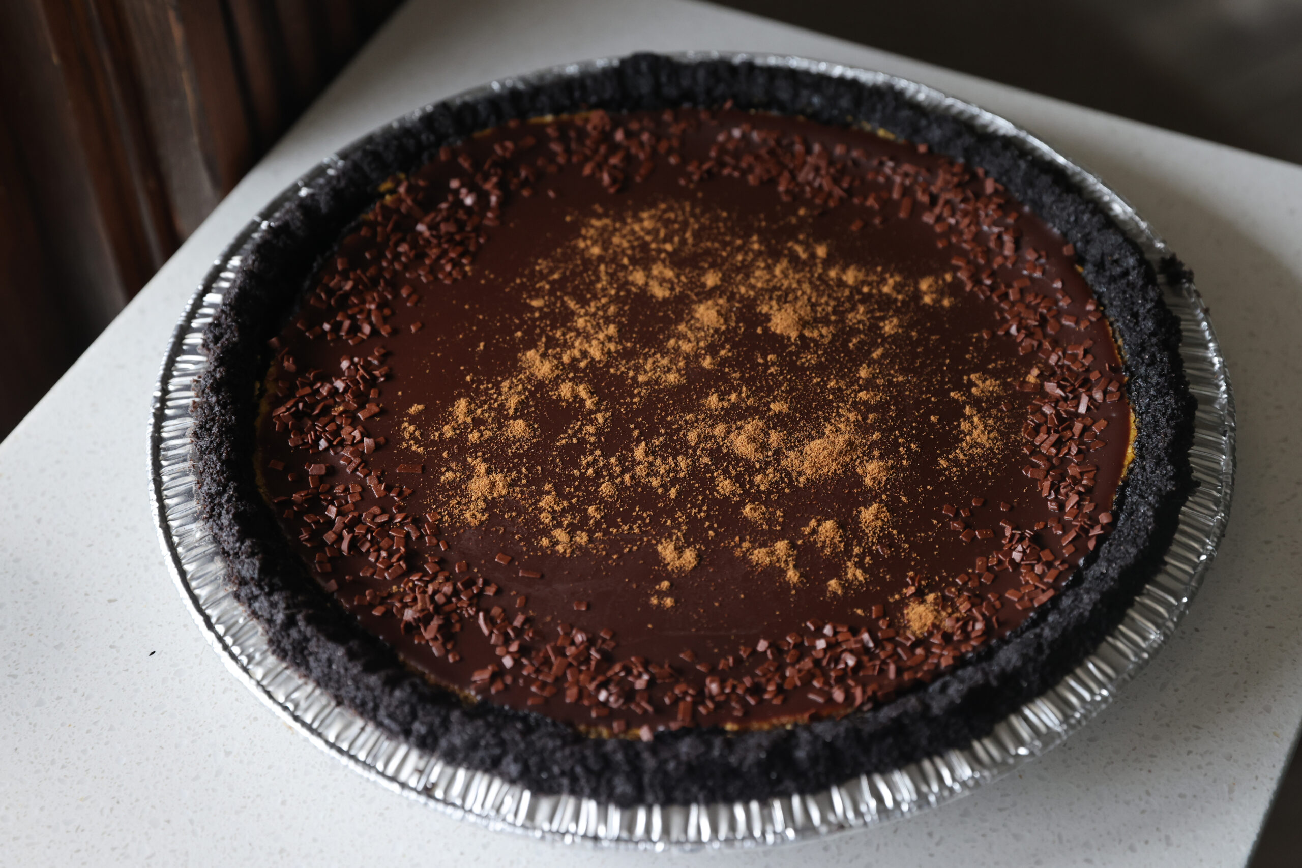 A chocolate pumpkin cheesecake at Noble Folk Ice Cream and Pie Bar in Santa Rosa on Tuesday, Nov. 1, 2022. (Beth Schlanker/The Press Democrat)