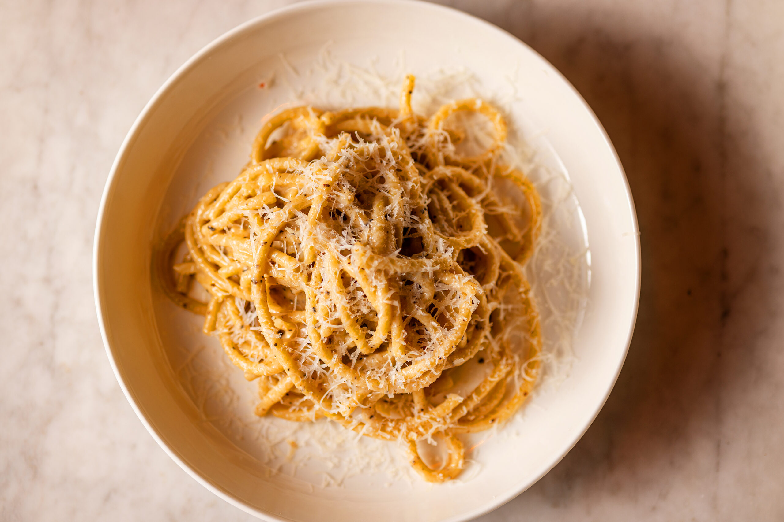 Cacio e Pepe with bucatini, seven peppers and pecorino from the Golden Bear Station Thursday, January 11, 2023 on Highway 12 in Kenwood. (John Burgess/The Press Democrat)