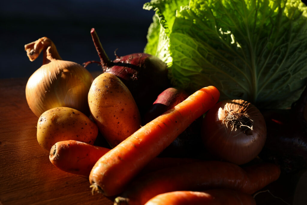 Vegetable soup ingredients at Winter Sister Farm in Sebastopol on Monday, November 20, 2023. (Christopher Chung/The Press Democrat)