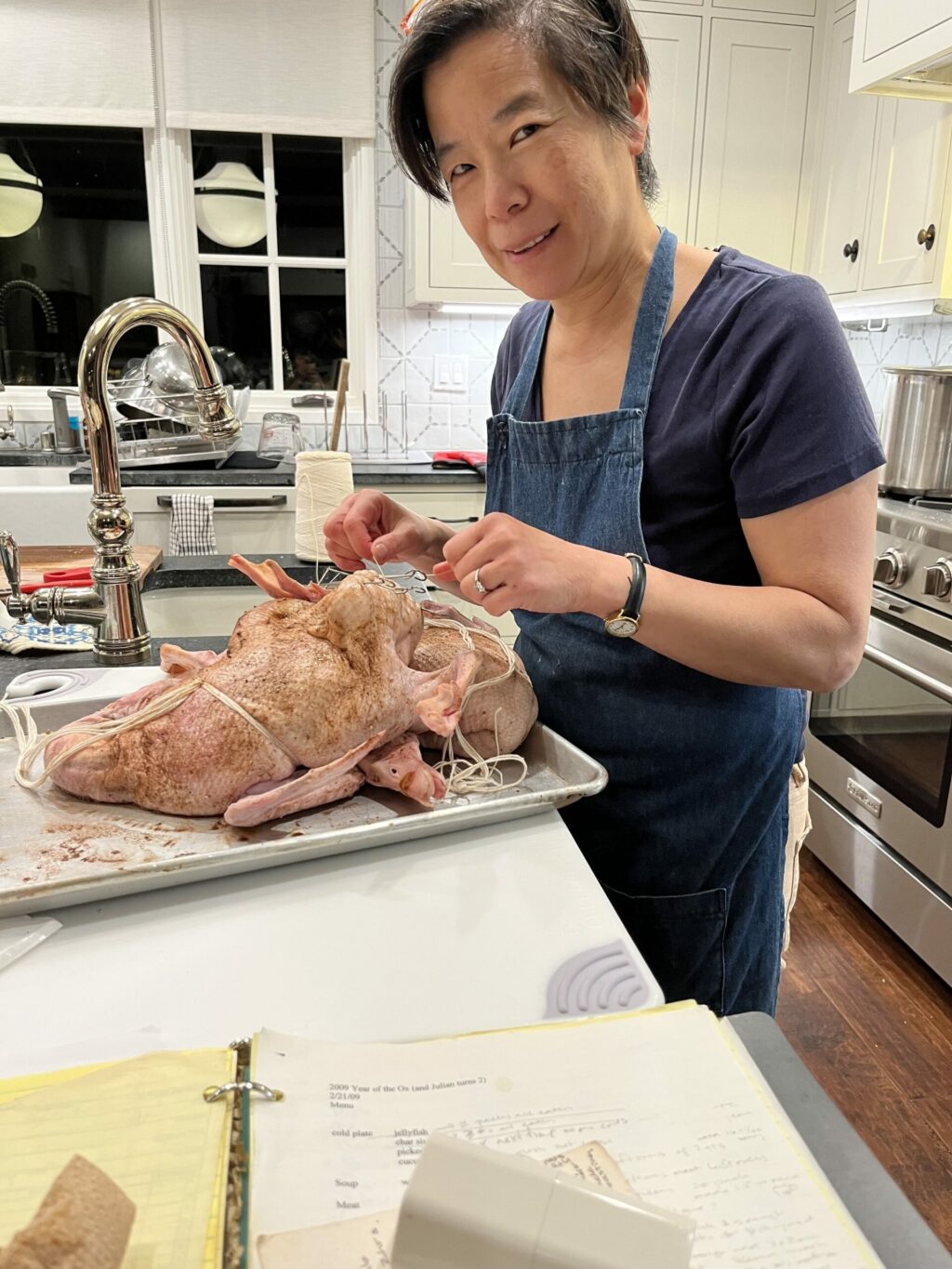 Peay Vineyard’s winemaker Vanessa Wong preparing roast Cantonese duck for Lunar New Year. (Peay Vineyards)