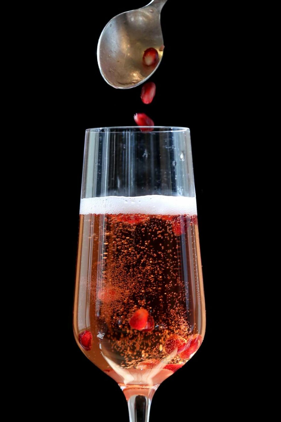 A sparkling wine cocktail with pomegranate juice during a 'Holiday Entertaining, Northern Italian Style' cooking class at Relish Culinary Adventures in Healdsburg on Sunday, October 20, 2019. (BETH SCHLANKER/ The Press Democrat)