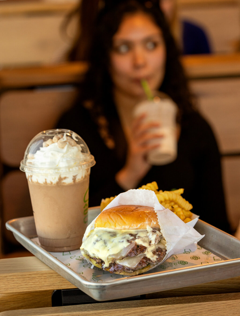 The California Double Shackburger with fries and a shake from Shake Shack in Montgomery Village Wednesday, February 28, 2024. (Photo by John Burgess/The Press Democrat)